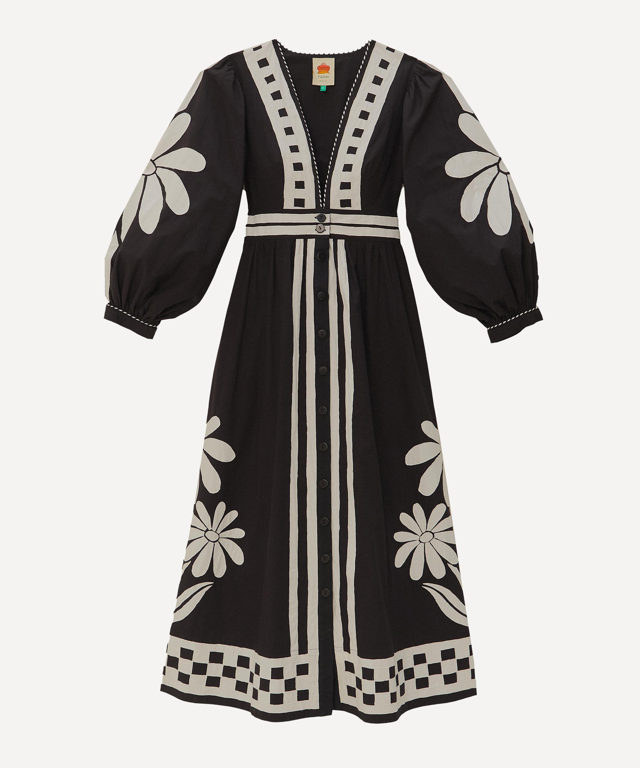 Farm Rio Women's Black Nature Buttoned Maxi Dress