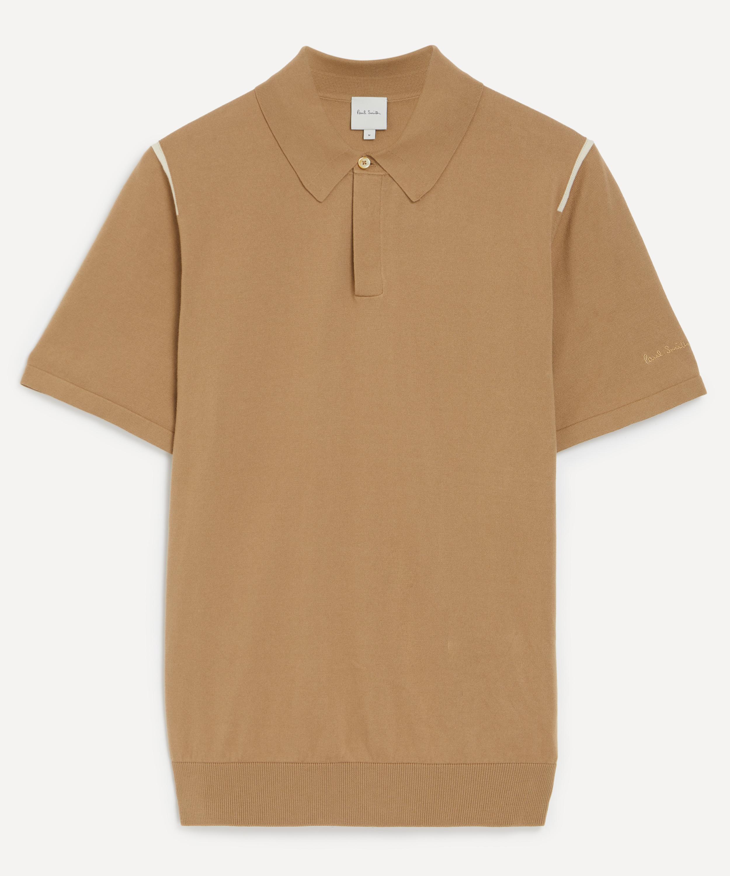 PAUL SMITH PAUL SMITH MENS BEIGE COTTON KNIT POLO SHIRT 