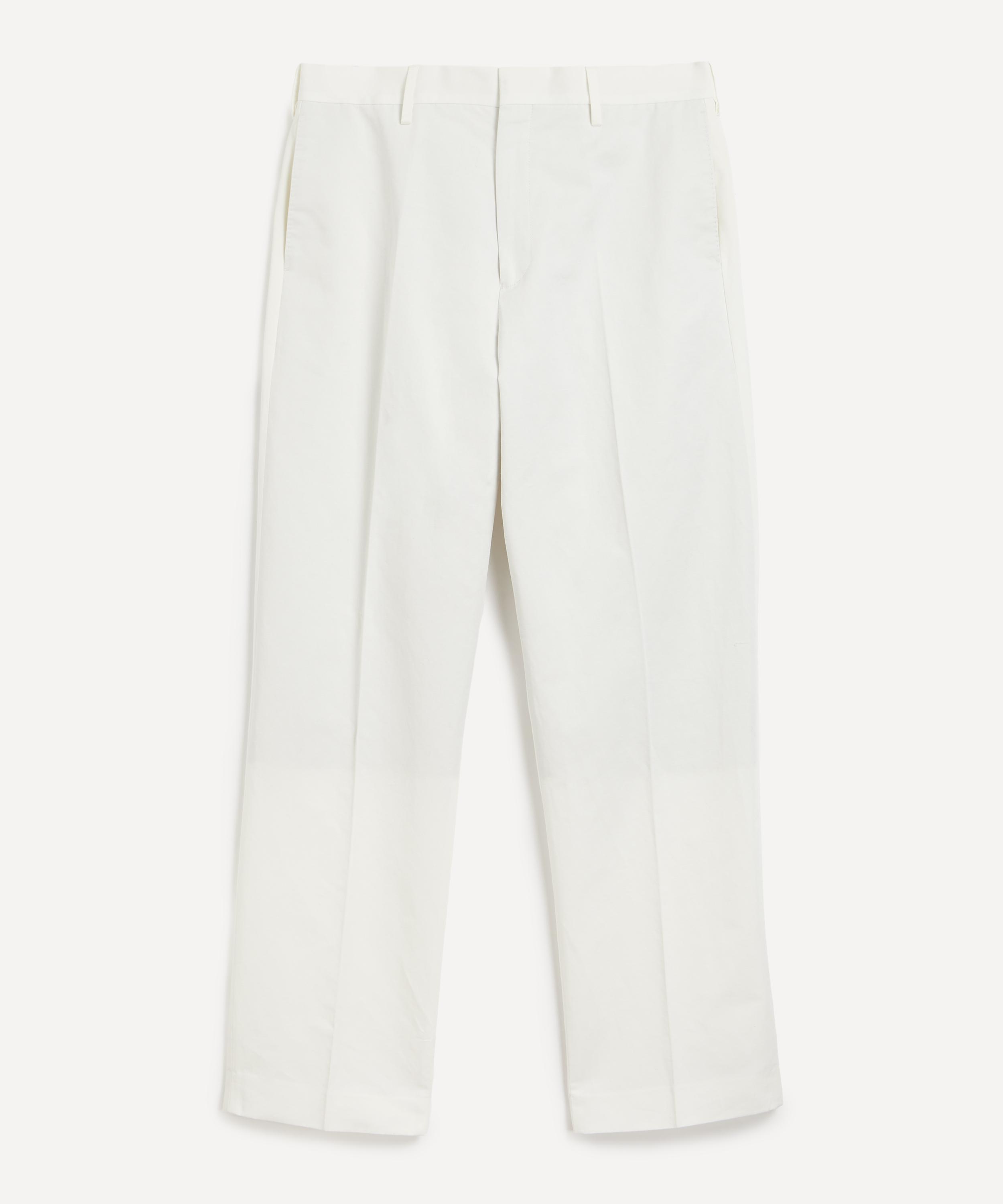 PAUL SMITH PAUL SMITH MENS WHITE COTTON-LINEN TWILL TROUSERS 