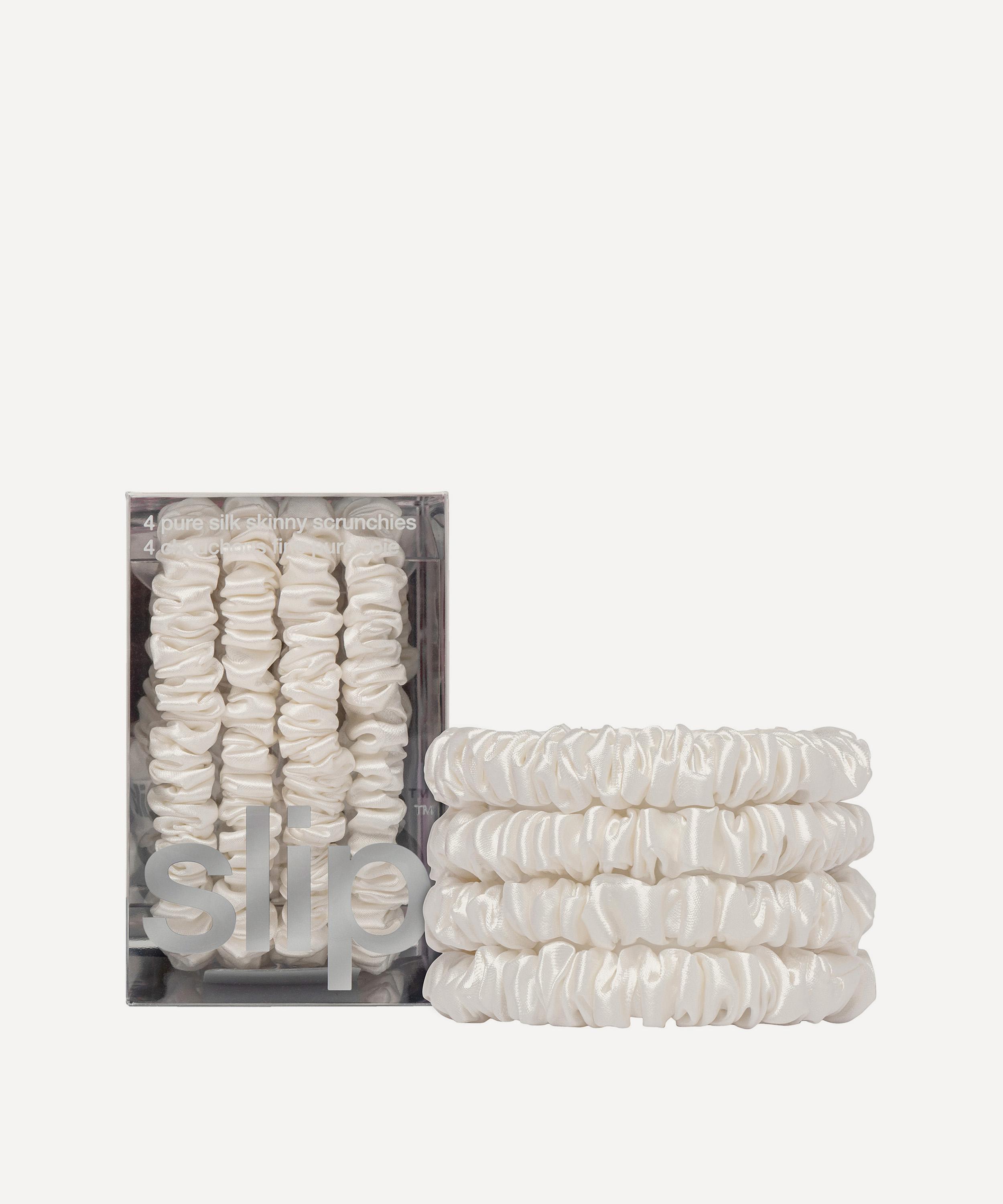 Slip White Skinny Silk Scrunchie Set Of Four