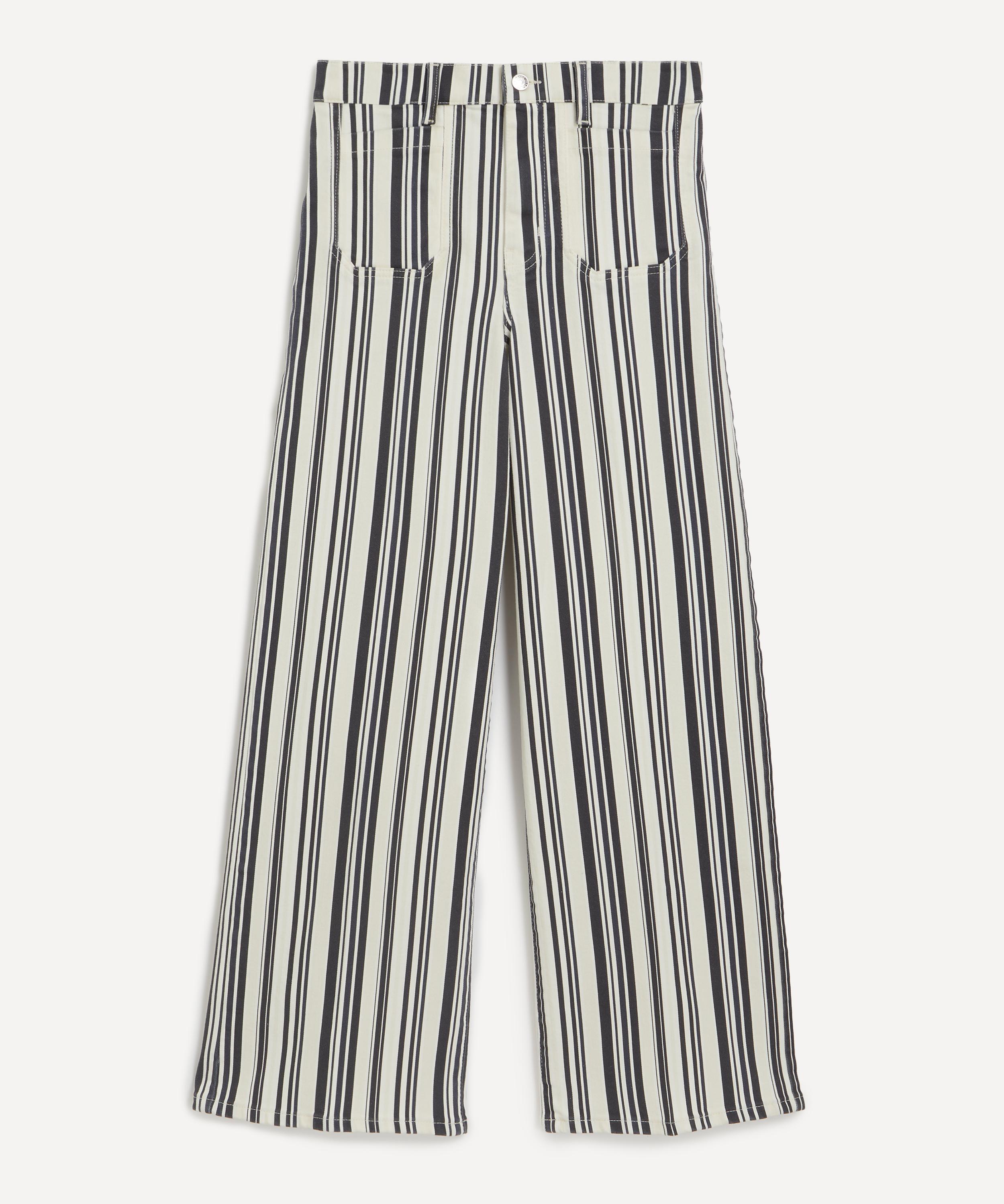 Frame Women's Le Slim Palazzo Modernist Pocket Navy Stripe Jeans