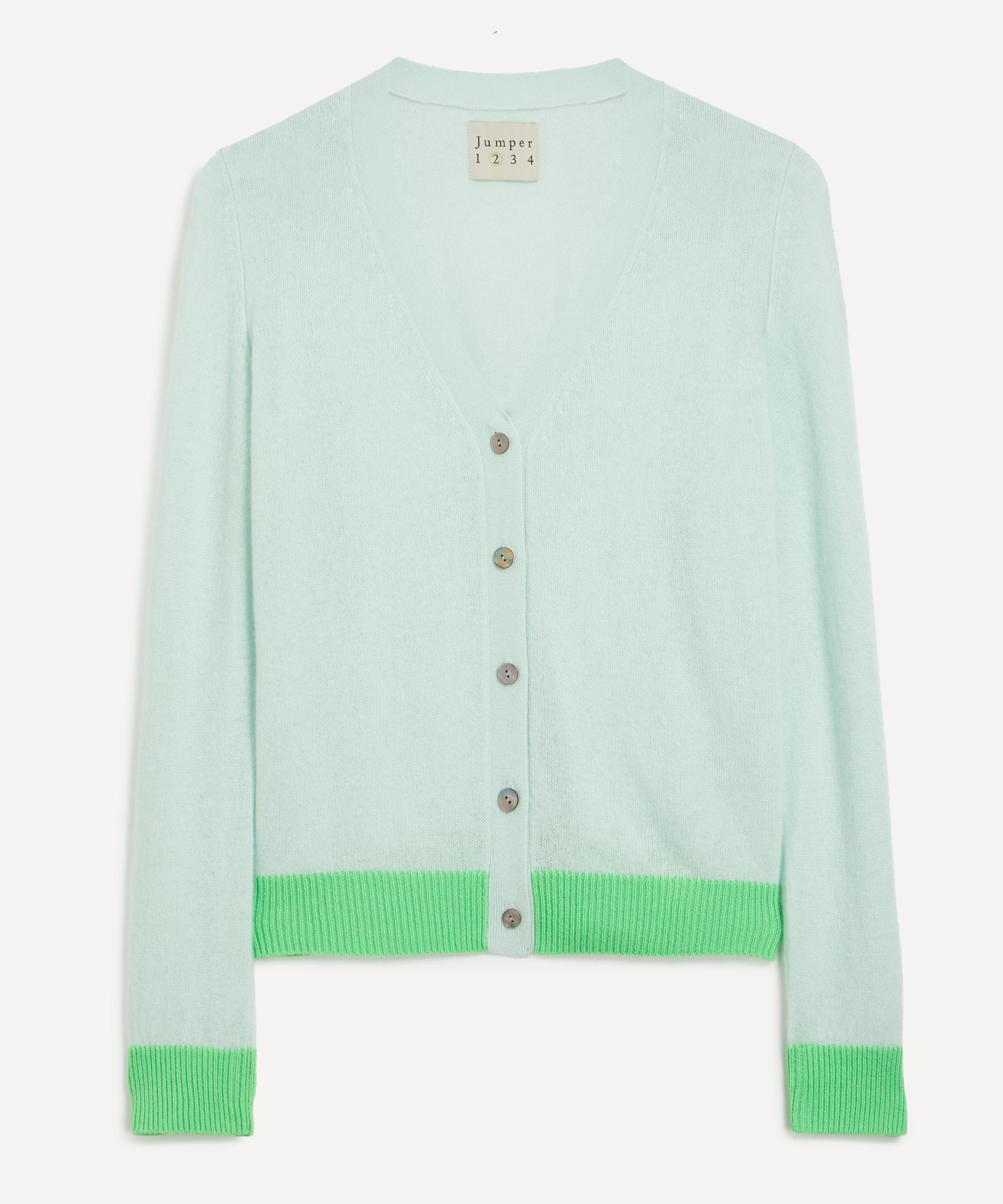 Jumper 1234 Women's Contrast Rib Cashmere Cardigan