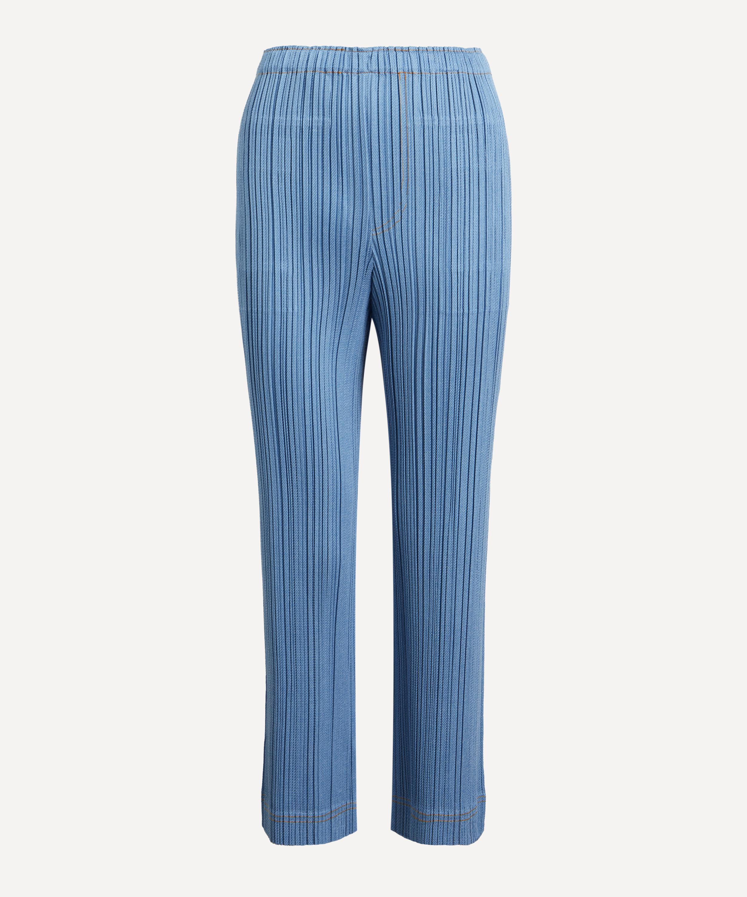 Issey Miyake Pleats Please  Women's Cotton Denim Pleated Crop Trousers