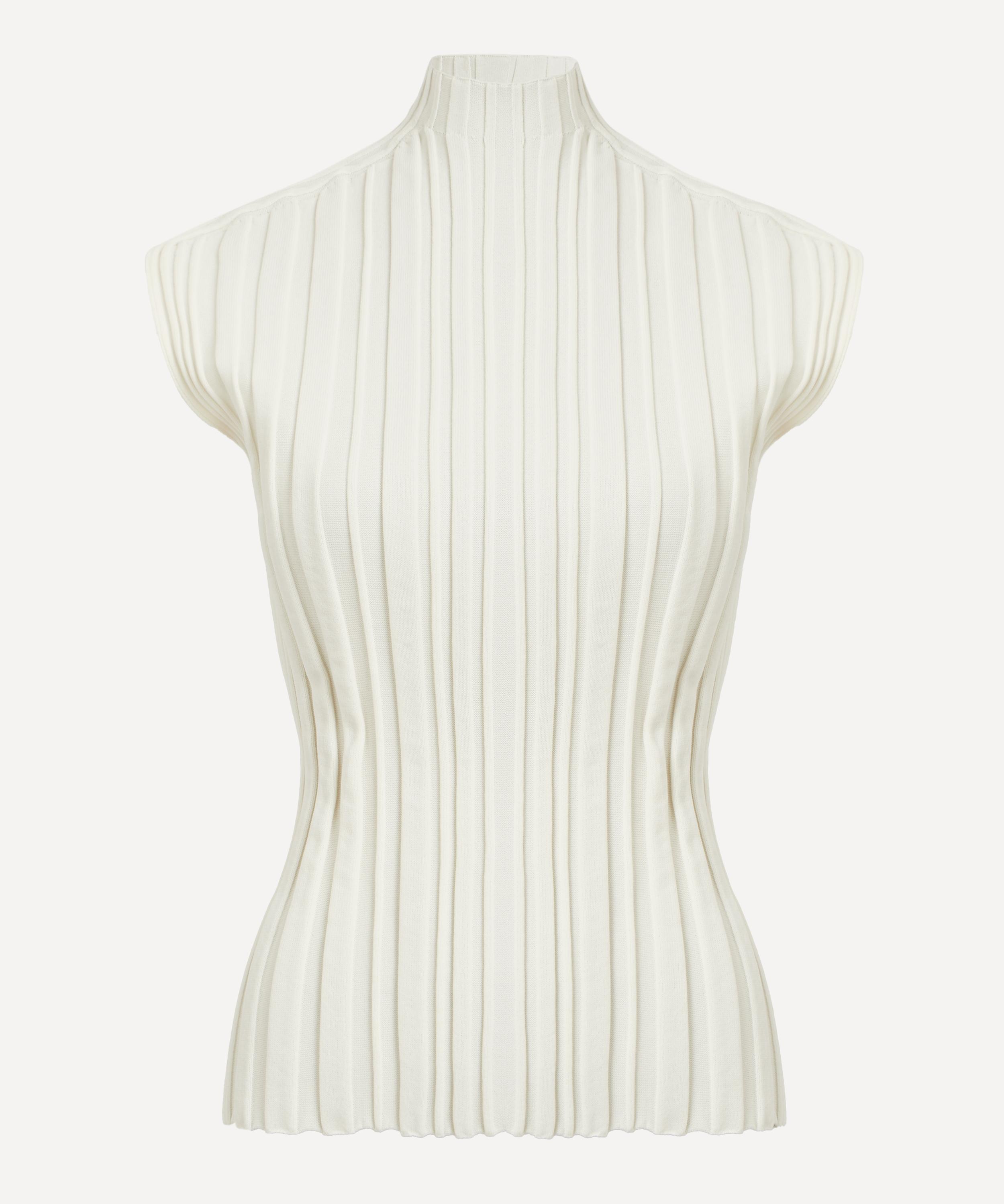 Issey Miyake Pleats Please  Women's Rib-knit Top In White