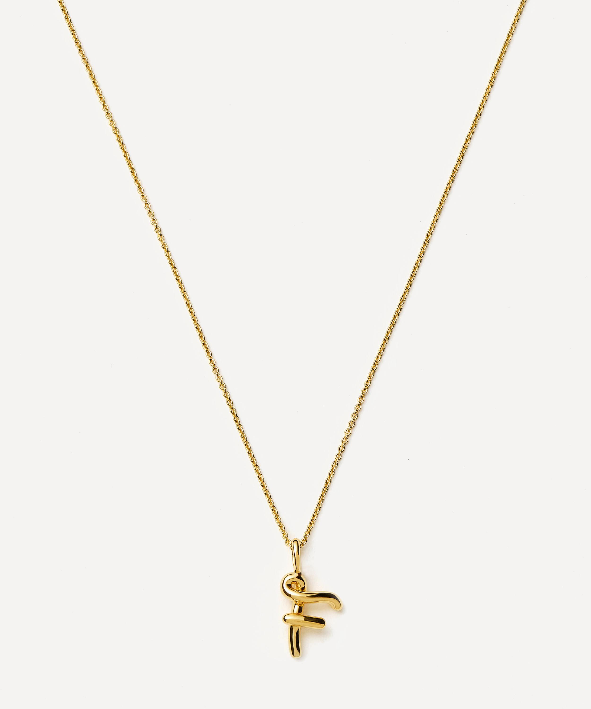 Missoma 18ct Gold-plated Vermeil Silver Curly Molten Mini F Initial Pendant Necklace