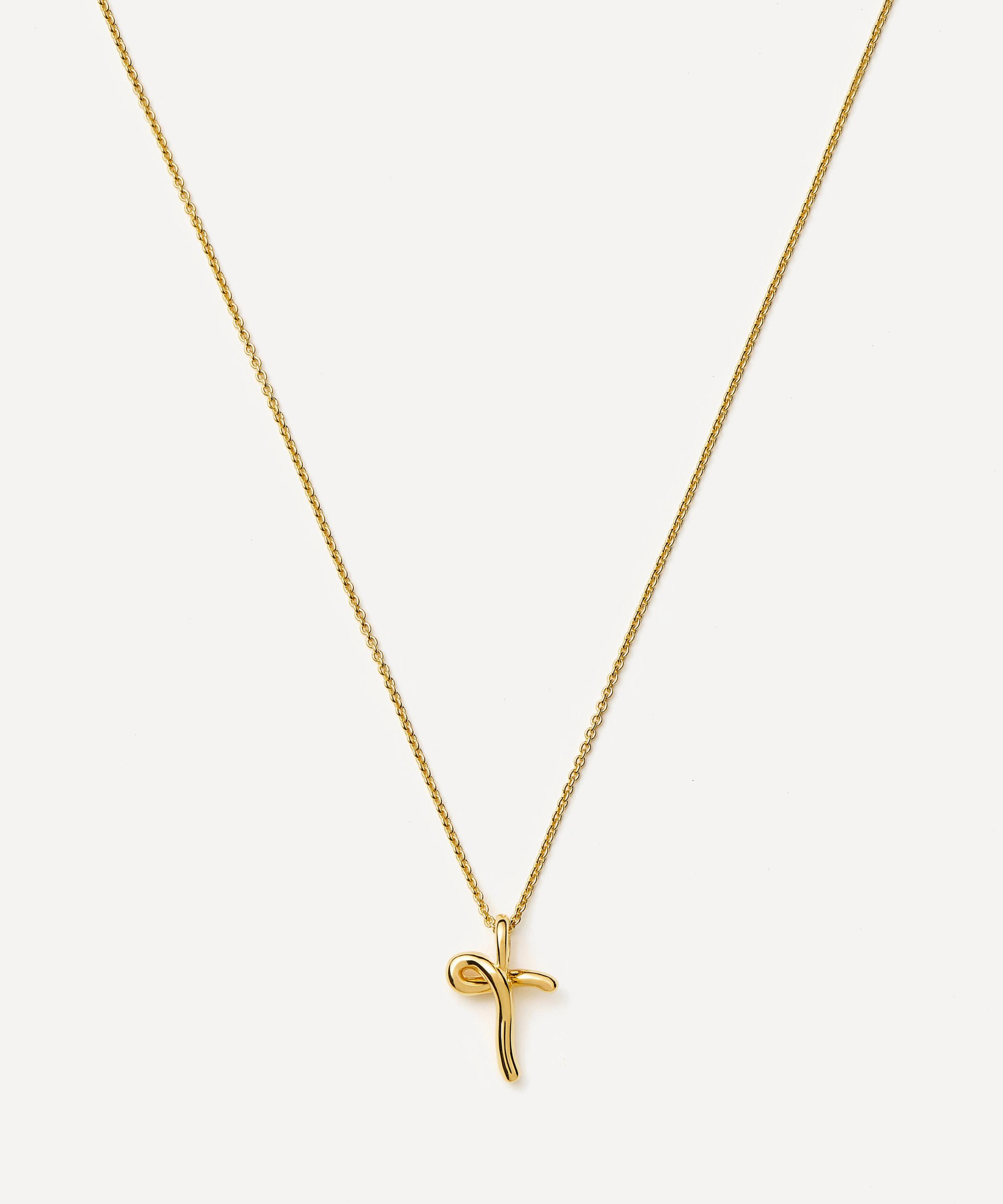 Missoma 18ct Gold-plated Vermeil Silver Curly Molten Mini T Initial Pendant Necklace