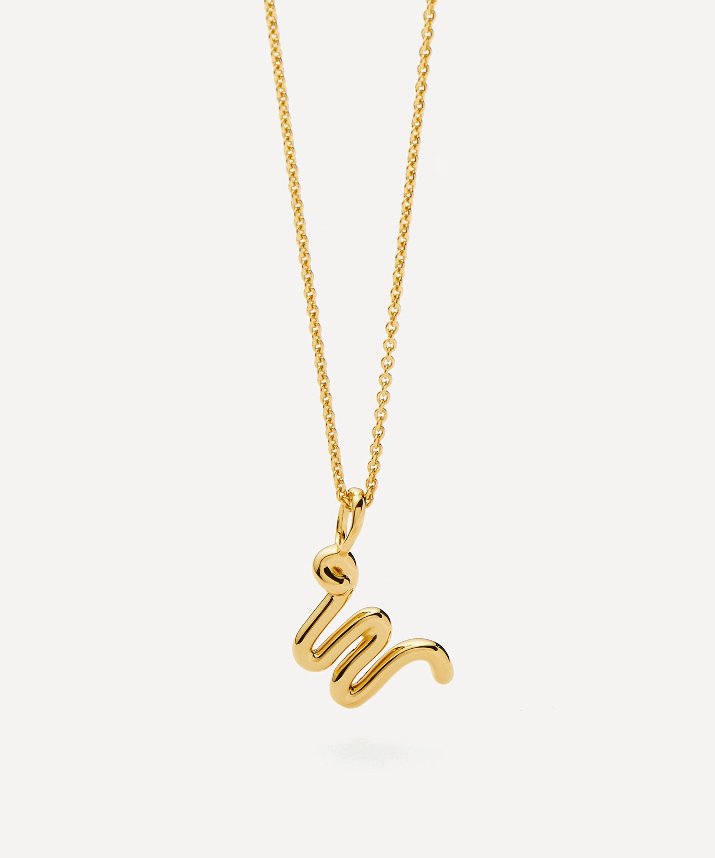 Missoma 18ct Gold-plated Vermeil Silver Curly Molten Mini W Initial Pendant Necklace