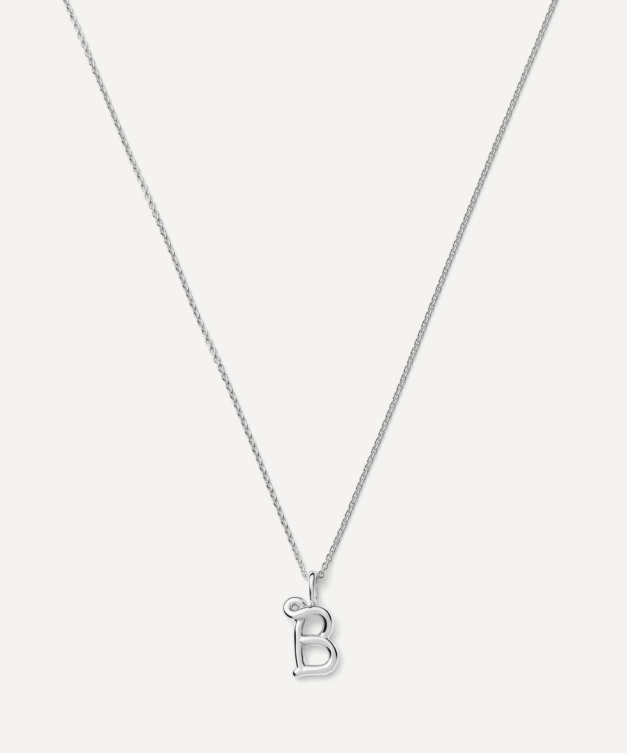 Missoma Sterling Silver Curly Molten Mini B Initial Pendant Necklace
