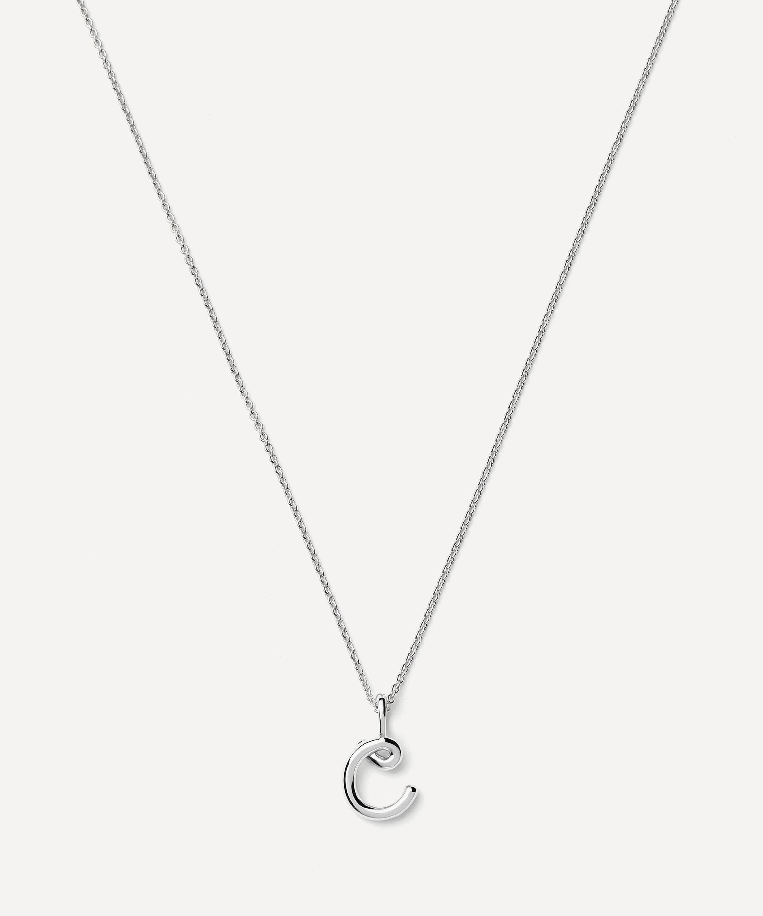 Missoma Sterling Silver Curly Molten Mini C Initial Pendant Necklace