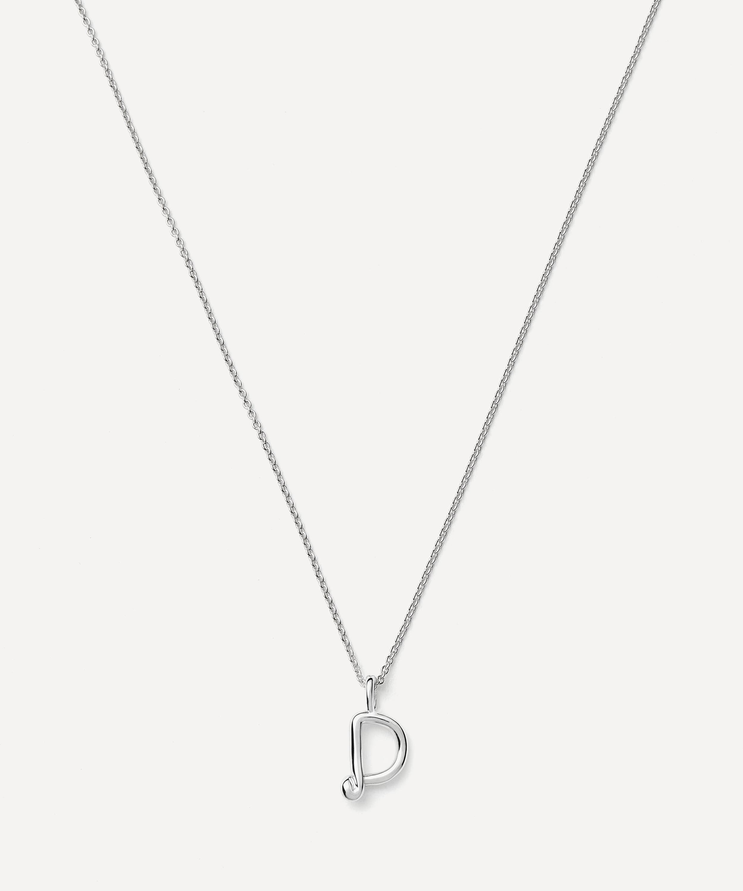 Missoma Sterling Silver Curly Molten Mini D Initial Pendant Necklace