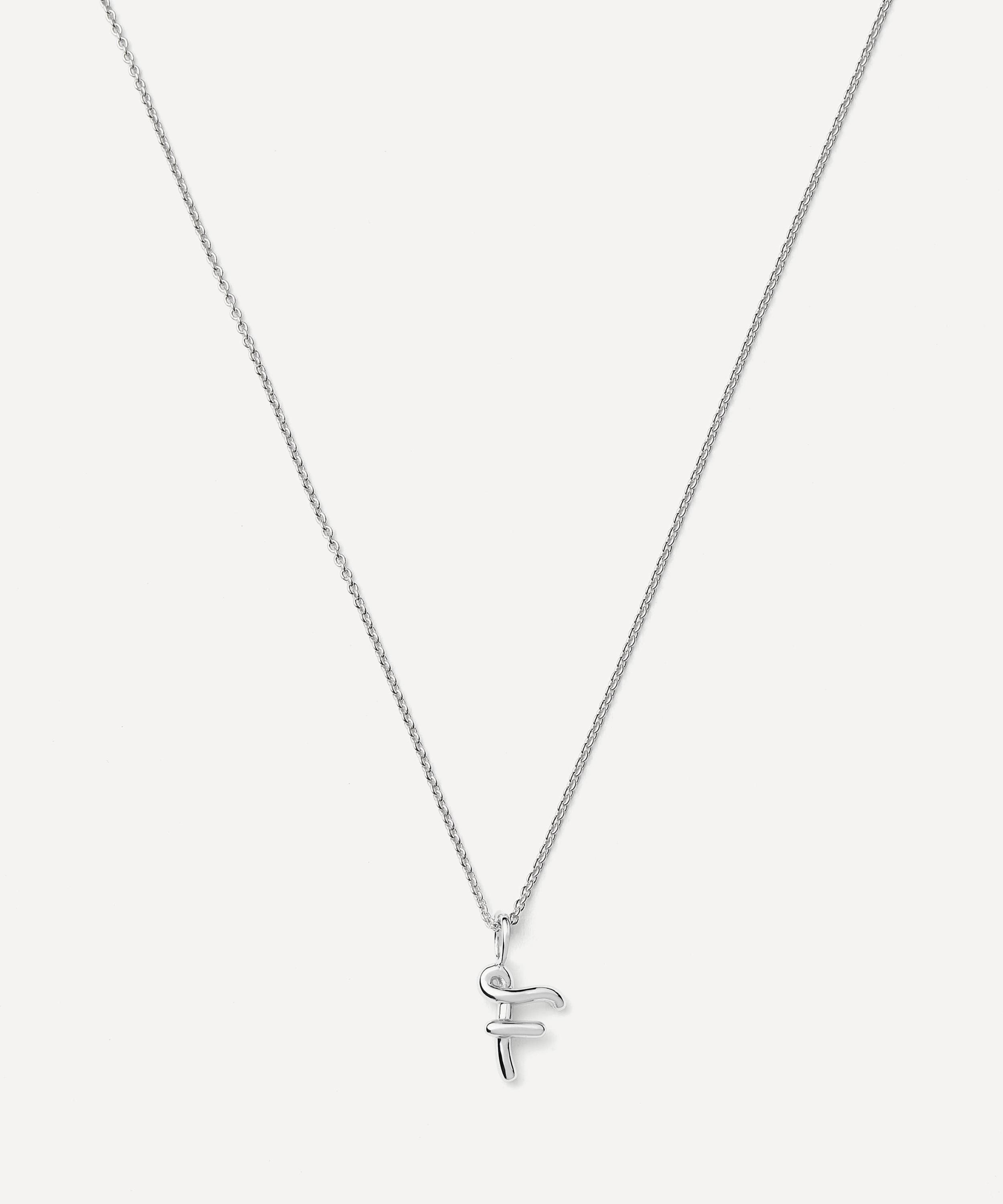 Missoma Sterling Silver Curly Molten Mini F Initial Pendant Necklace