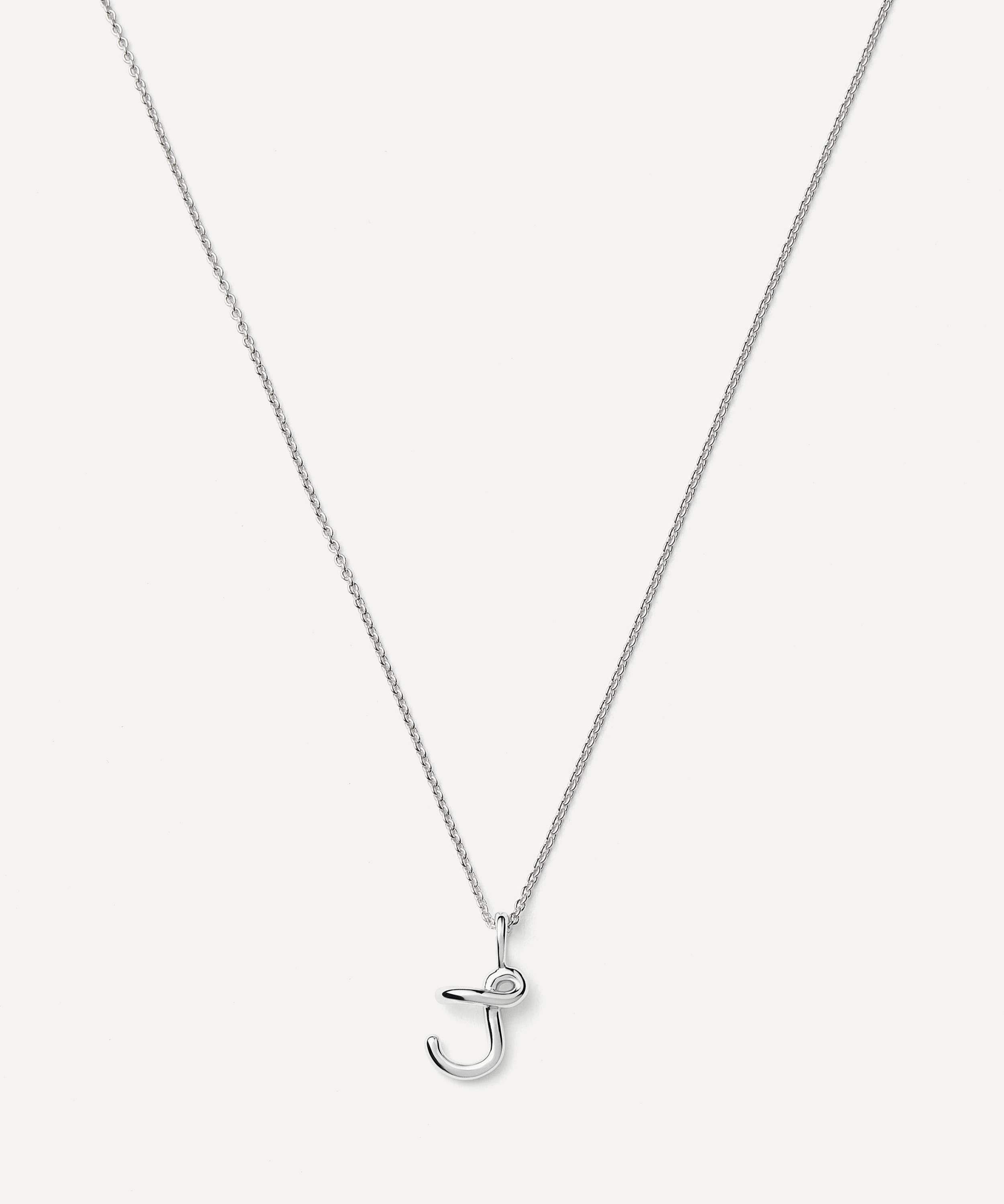 Missoma Sterling Silver Curly Molten Mini J Initial Pendant Necklace