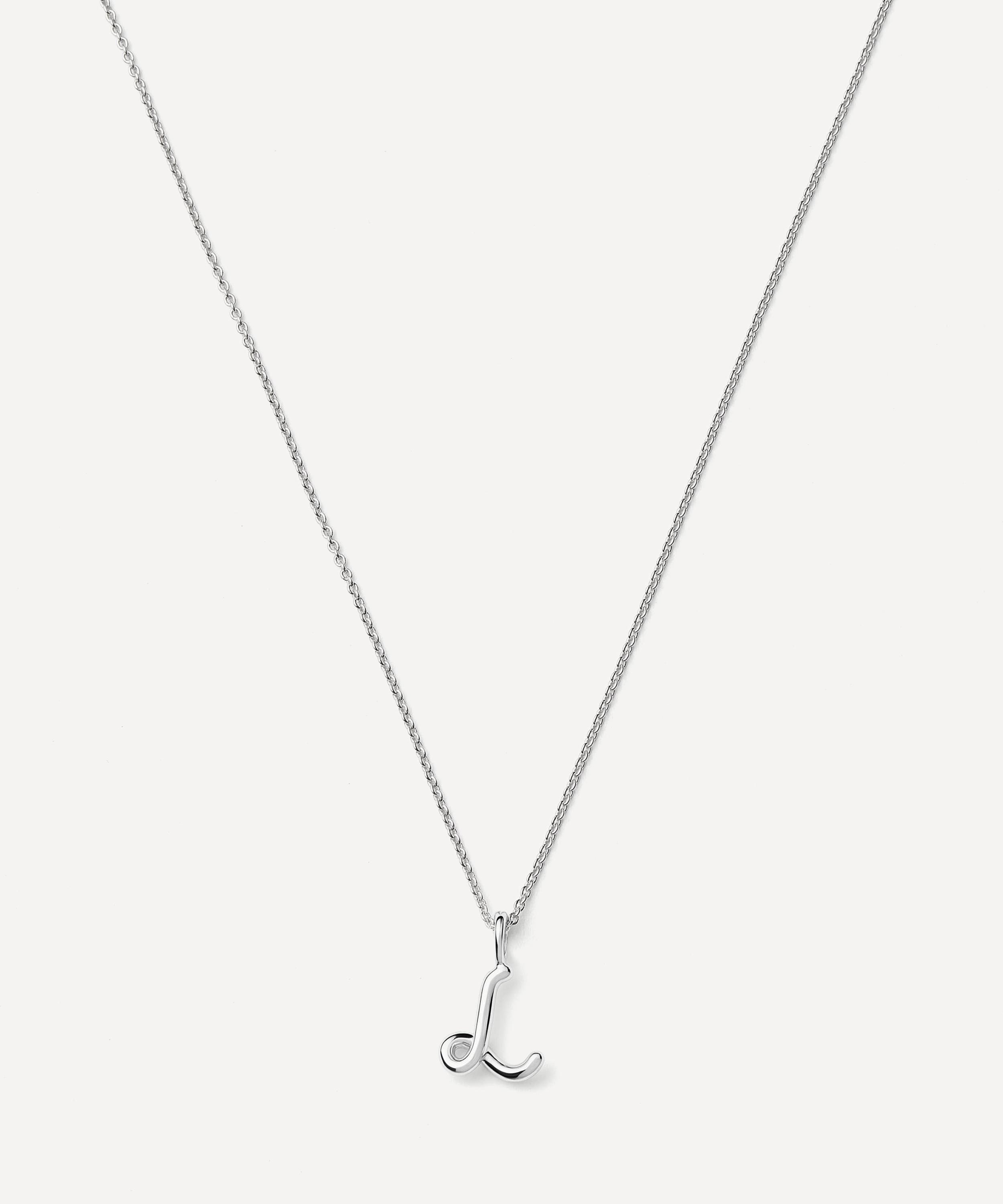 Missoma Sterling Silver Curly Molten Mini L Initial Pendant Necklace
