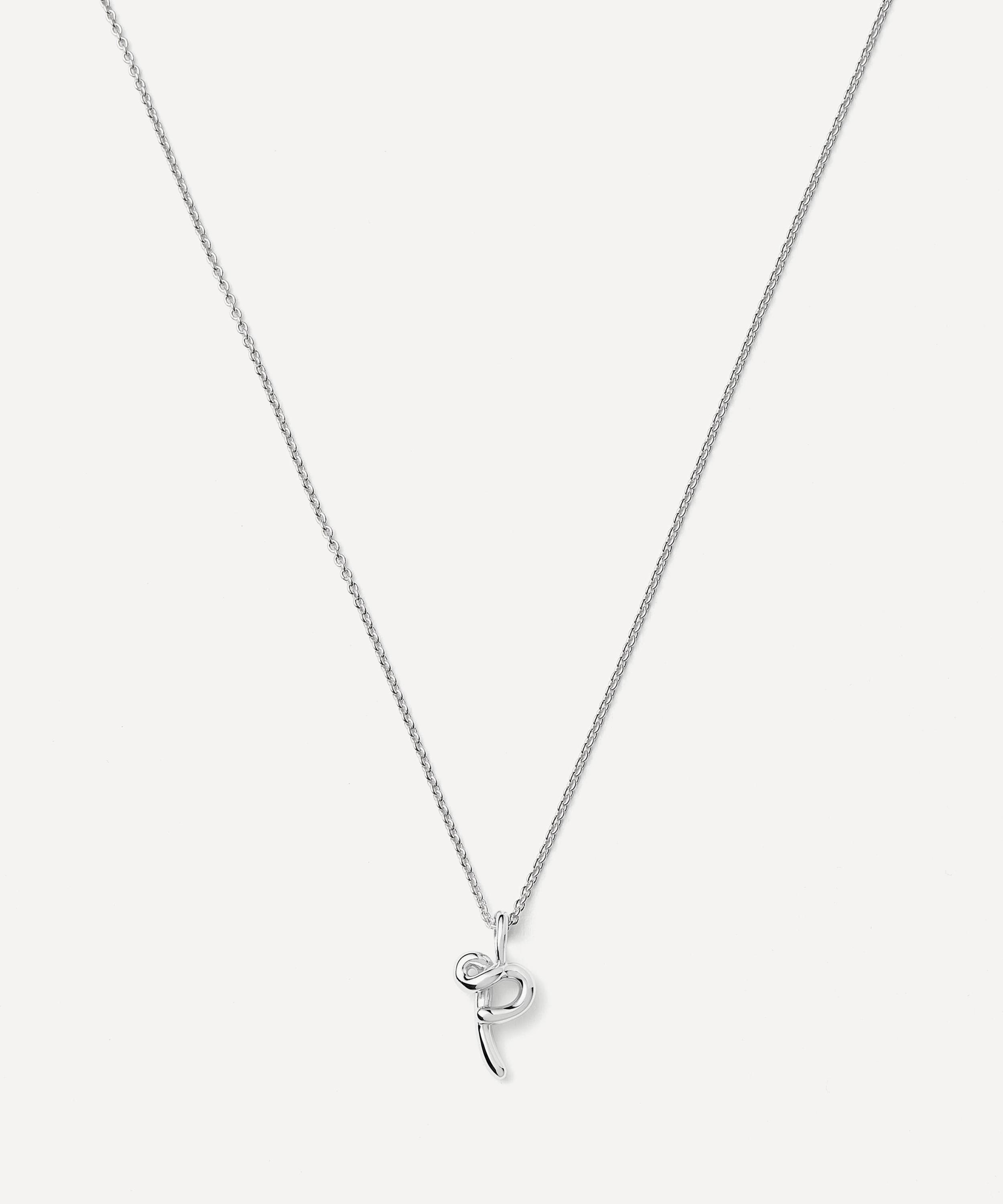Missoma Sterling Silver Curly Molten Mini P Initial Pendant Necklace