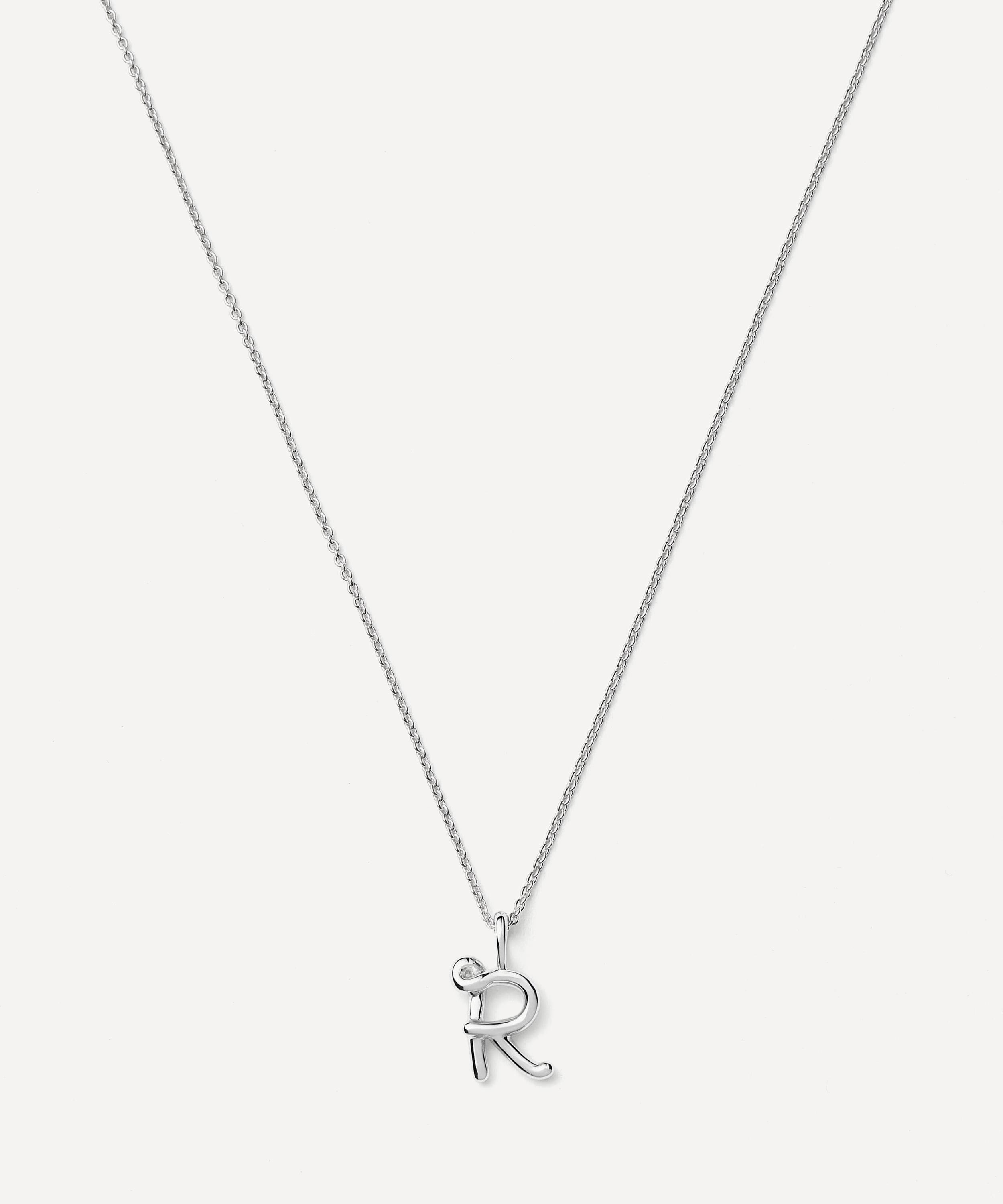 Missoma Sterling Silver Curly Molten Mini R Initial Pendant Necklace