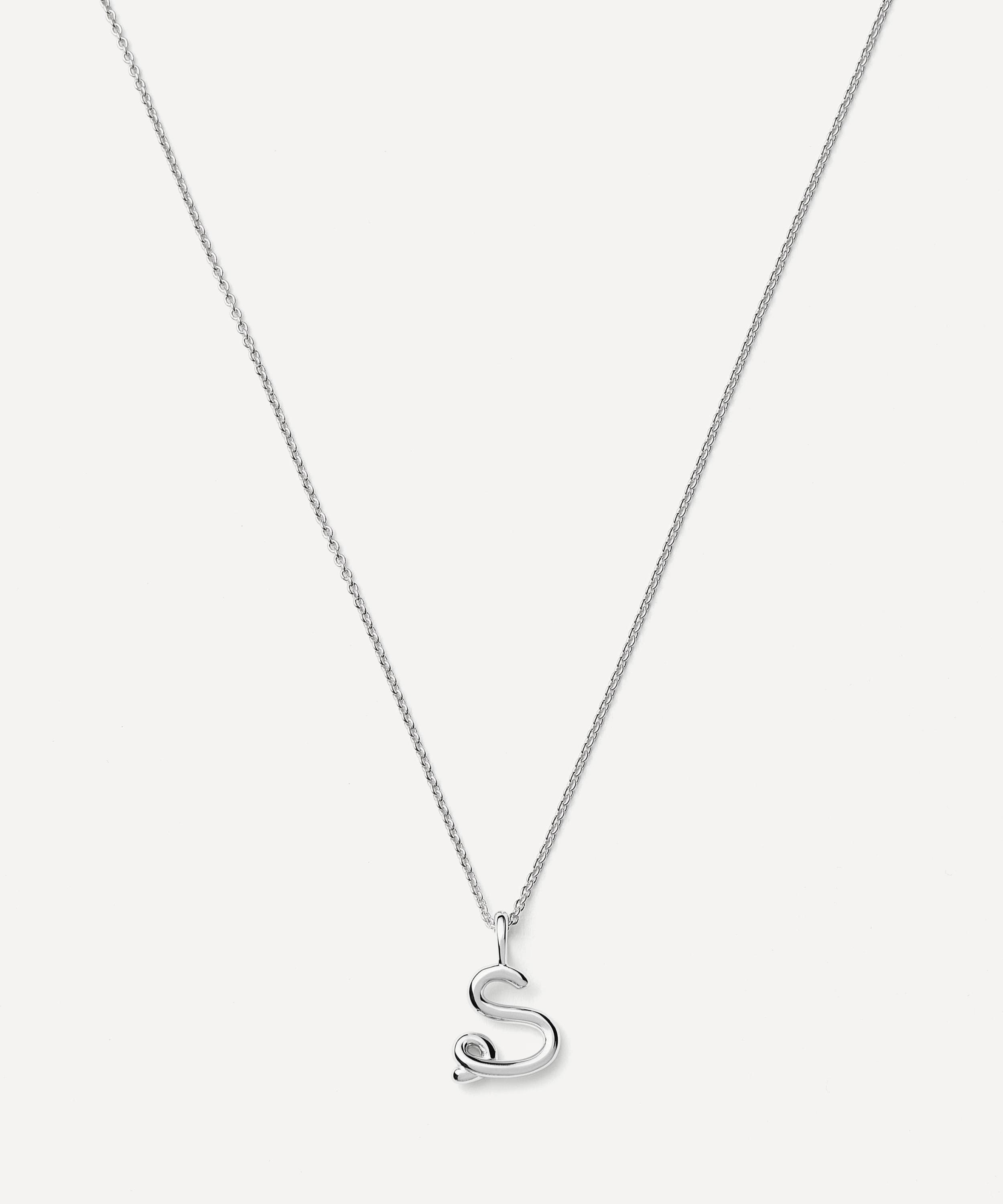Missoma Sterling Silver Curly Molten Mini S Initial Pendant Necklace