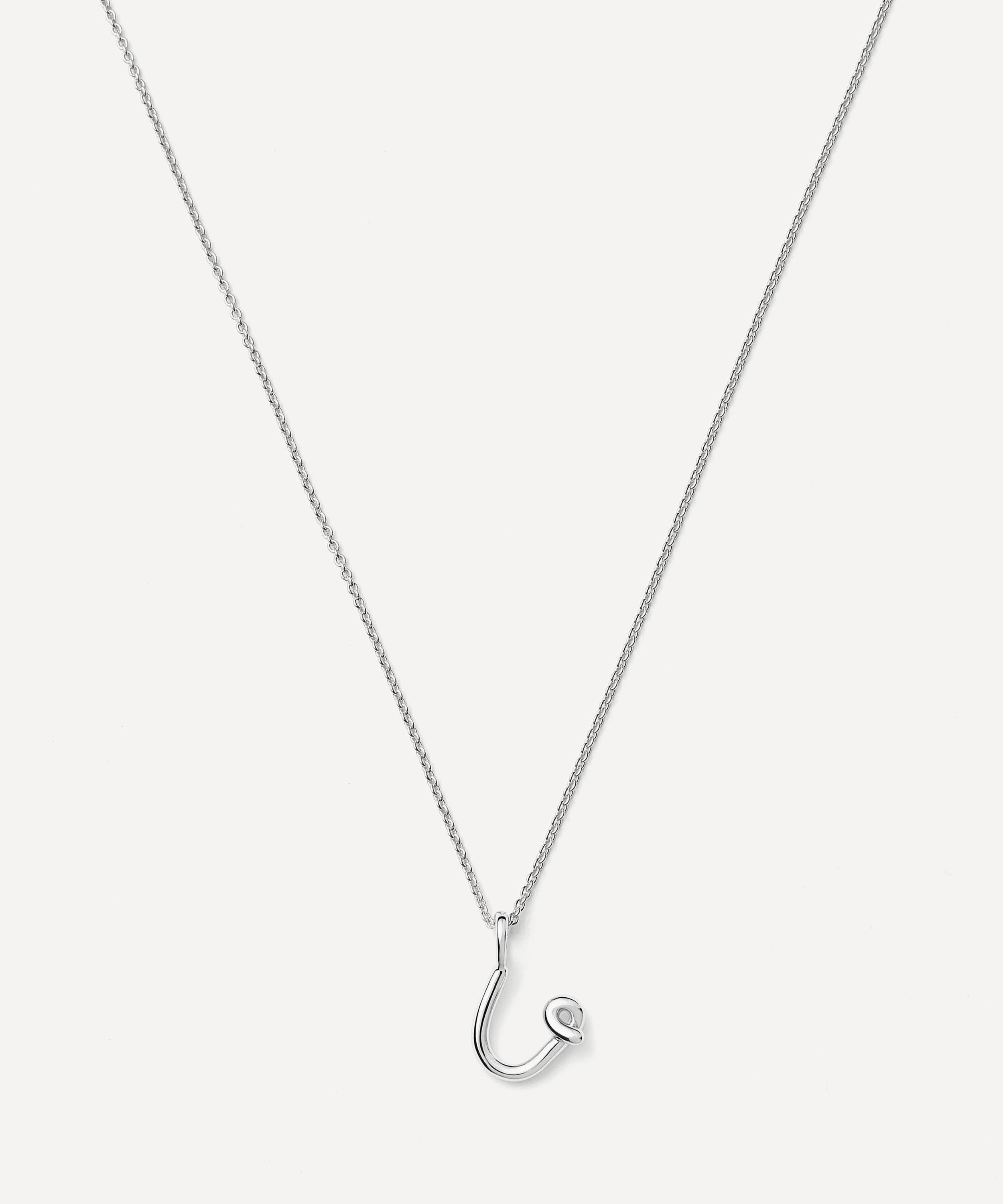 Missoma Sterling Silver Curly Molten Mini U Initial Pendant Necklace