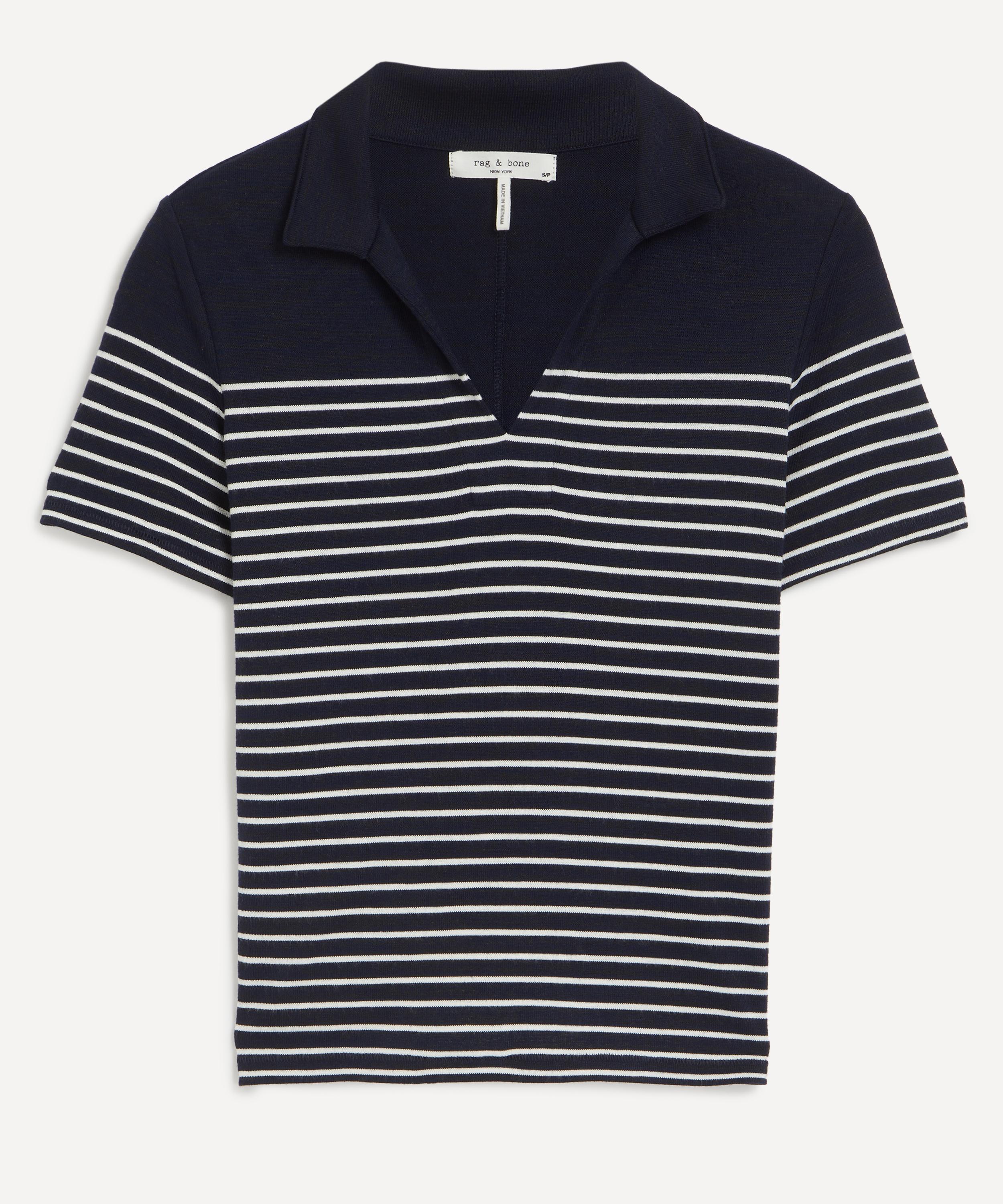 Shop Rag & Bone Women's The Stripe Knit Short Sleeve Polo