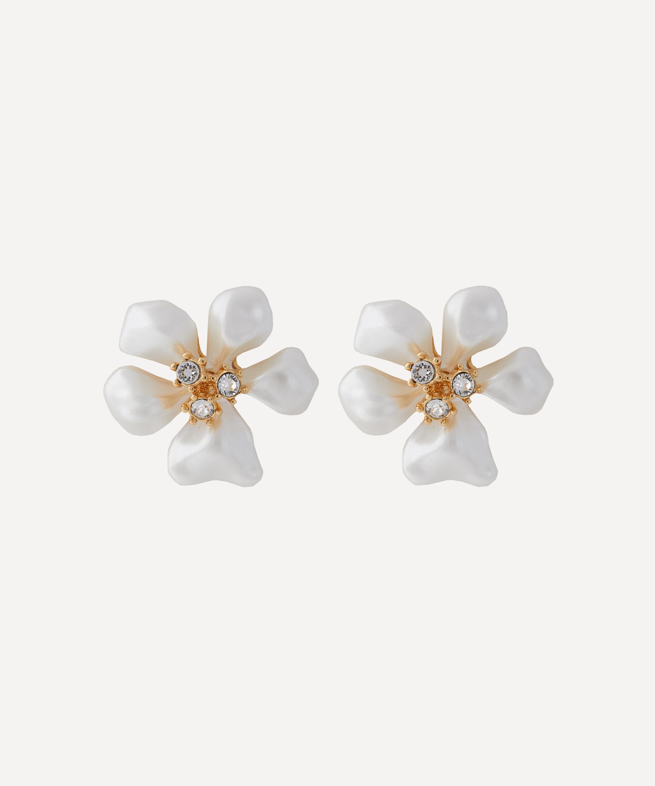 Kenneth Jay Lane Gold-plated Pearl Flower Clip-on Earrings In White