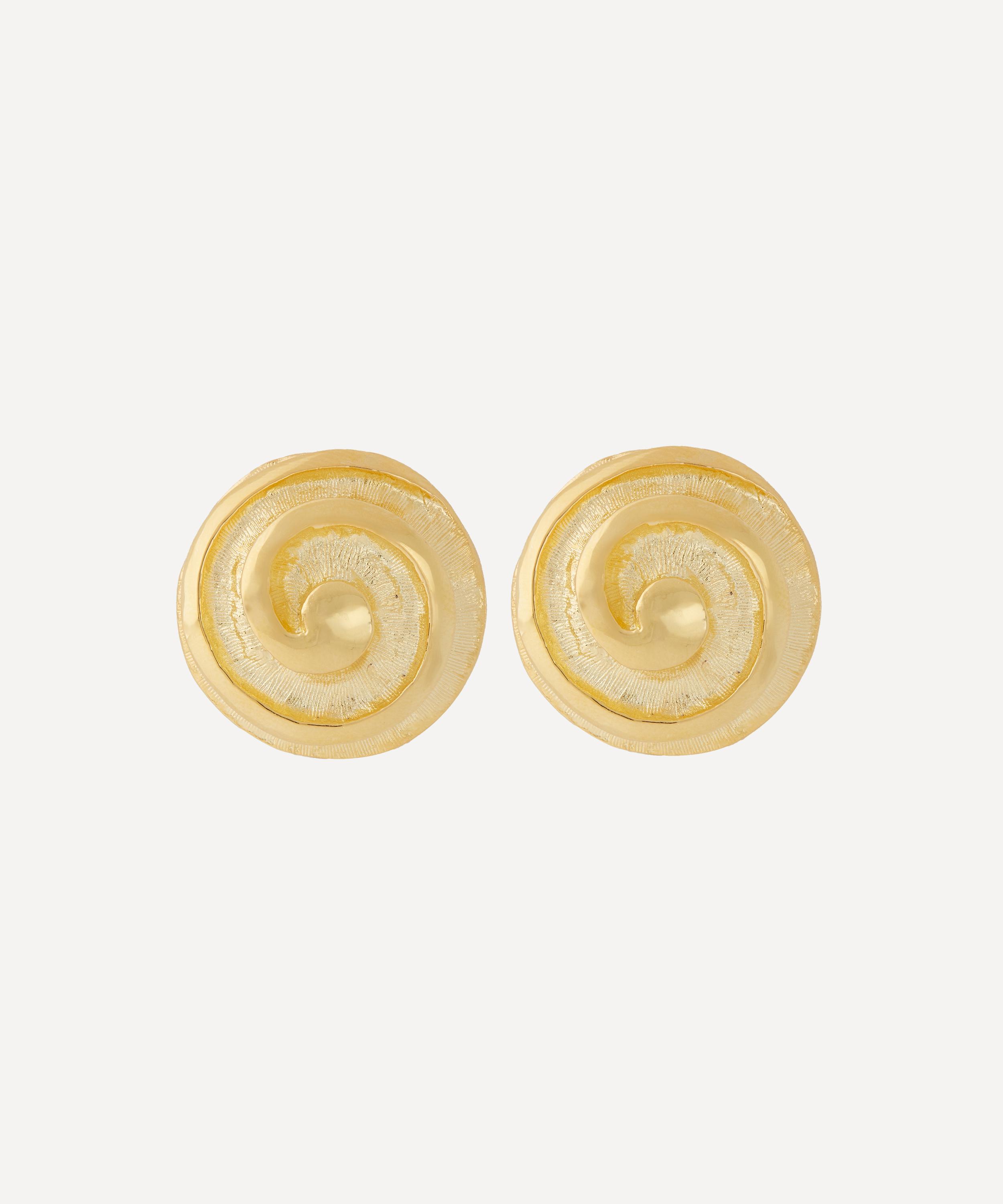 Kenneth Jay Lane Gold-plated Swirl Button Clip-on Earrings In Gold