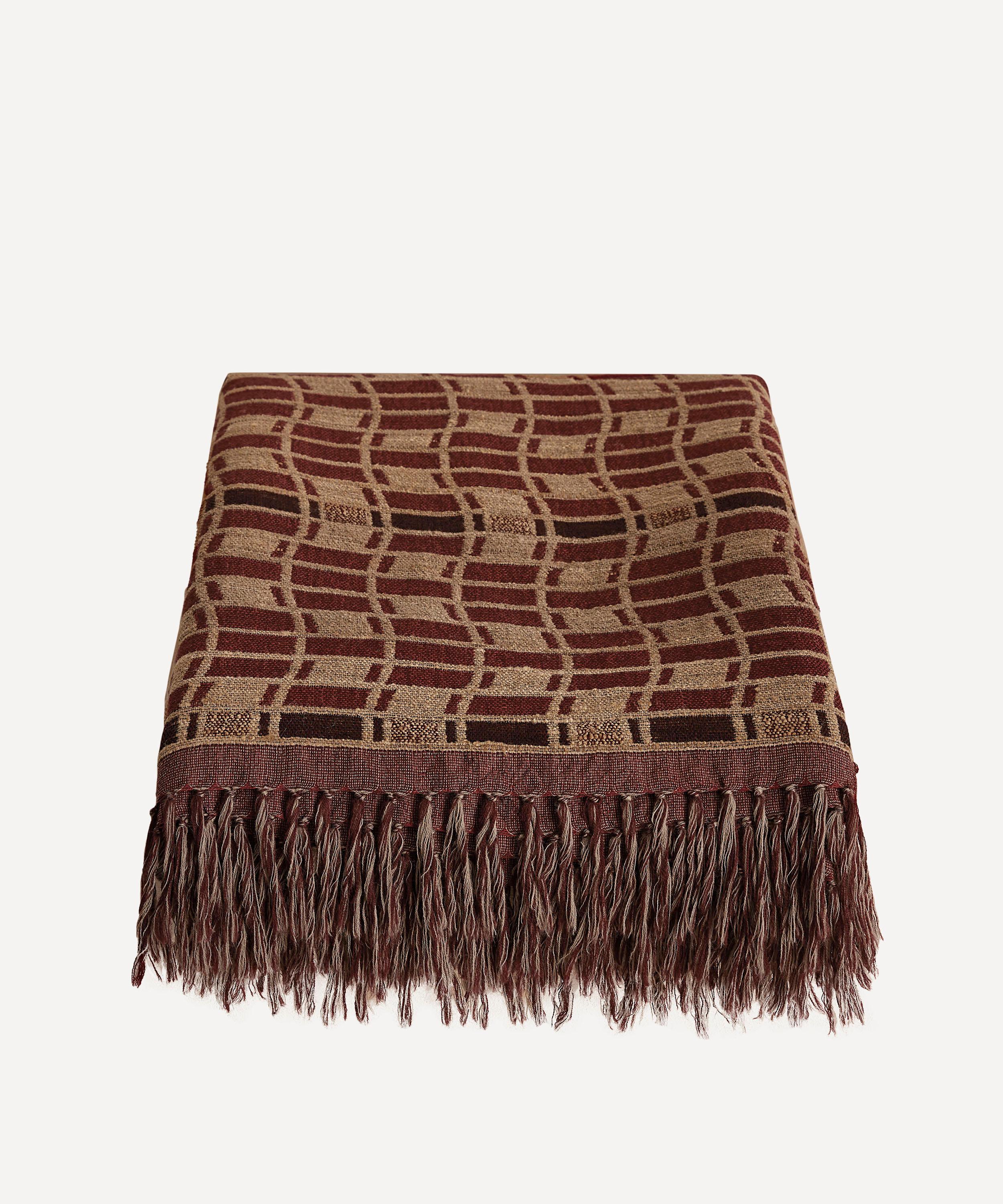 Soho Home Erin Geometric-pattern Fringed Throw In Brown