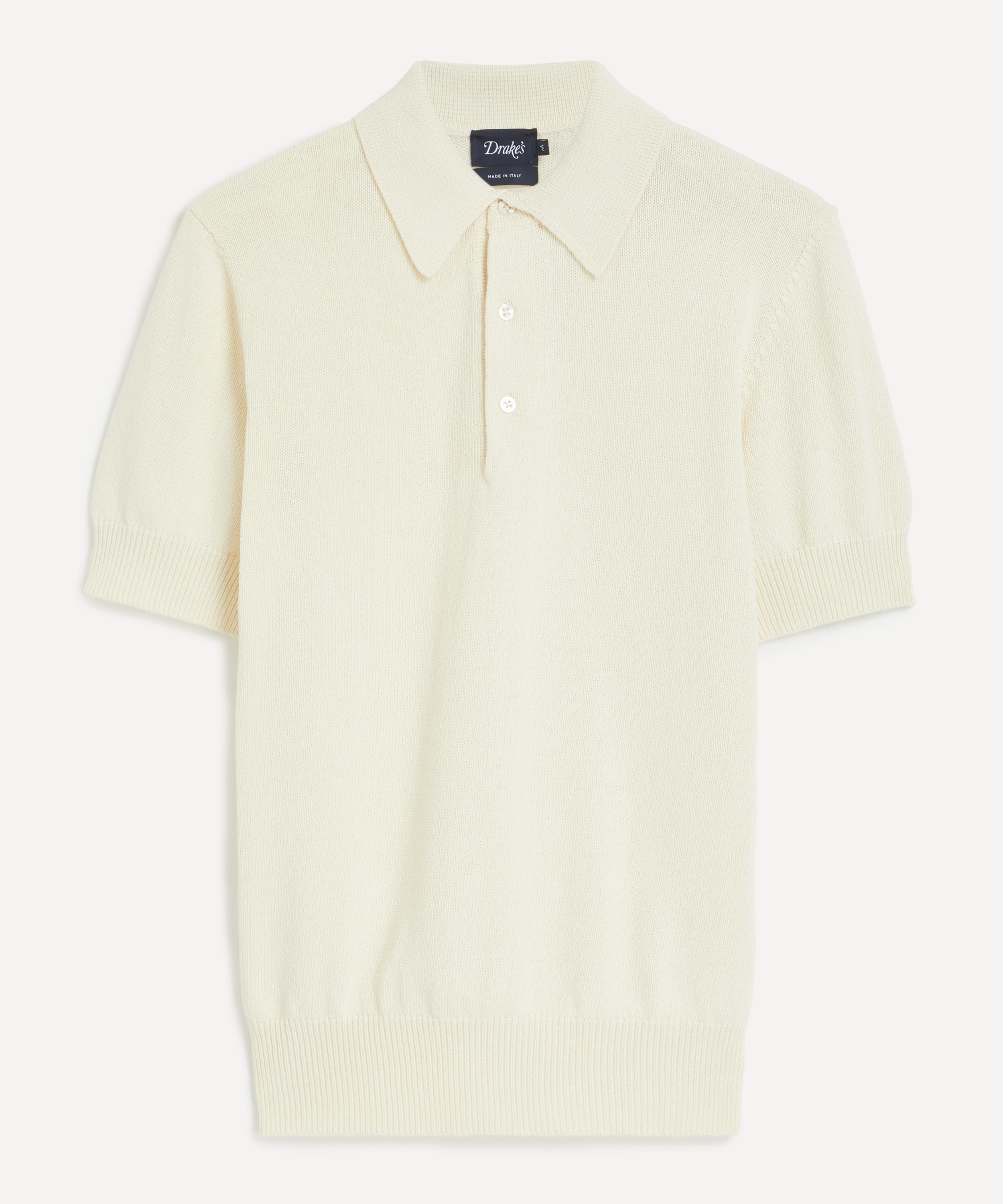 Drake's Drakes Mens Knitted Short-sleeve Polo Shirt