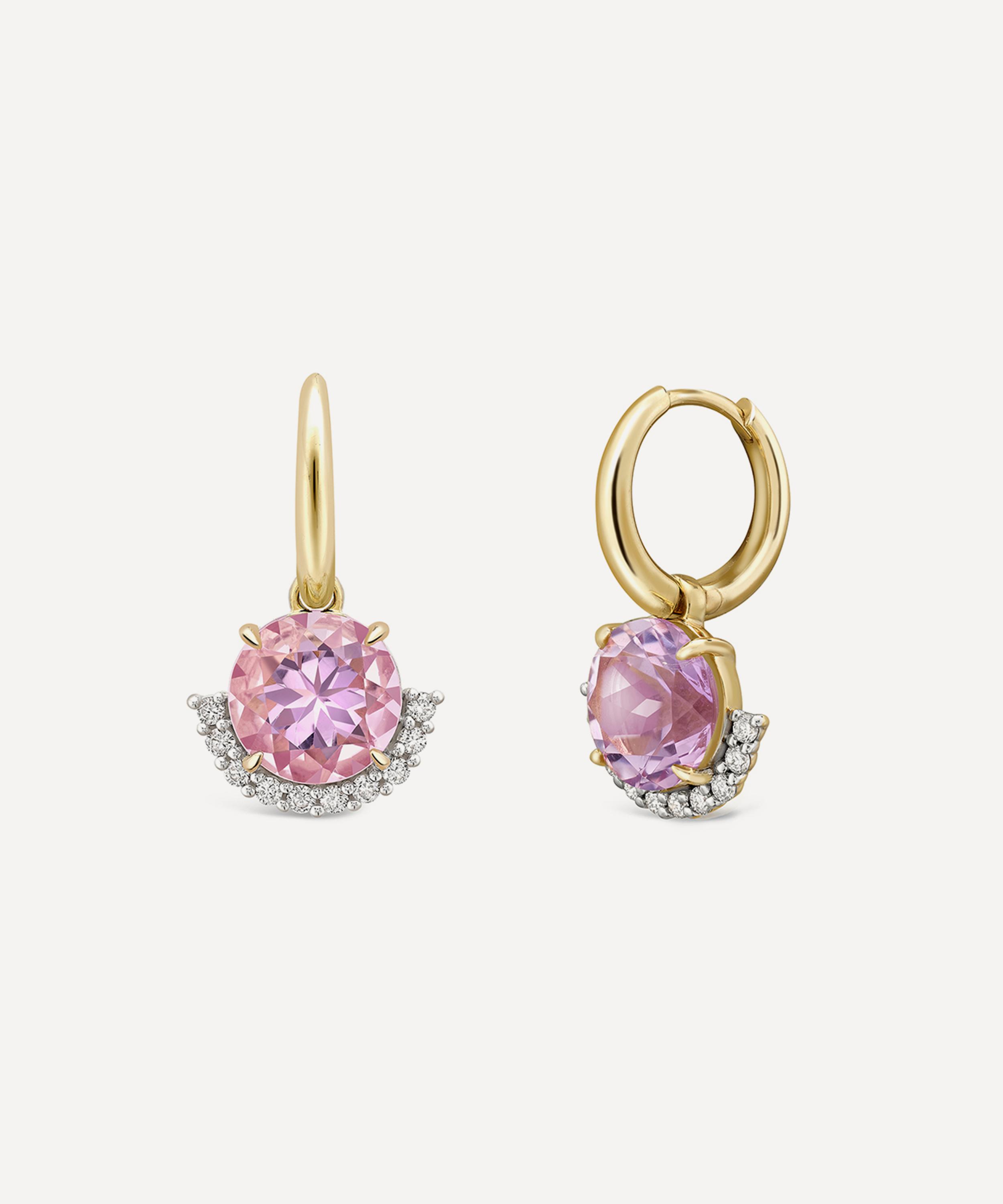 Dinny Hall 9ct Gold Libby Amethyst And Diamond Drop Earrings