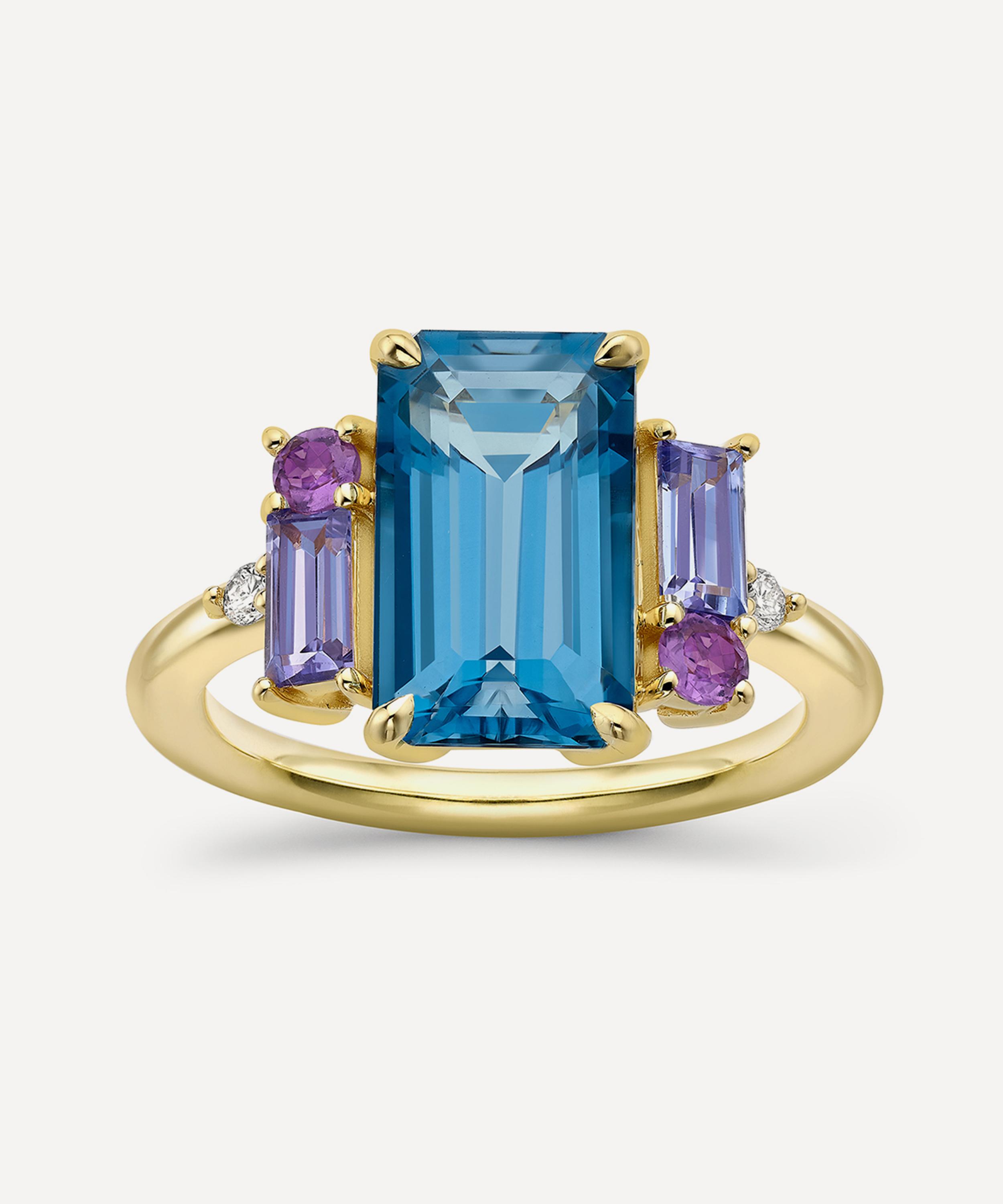 Dinny Hall 9ct Gold Charli London Blue Topaz Ring