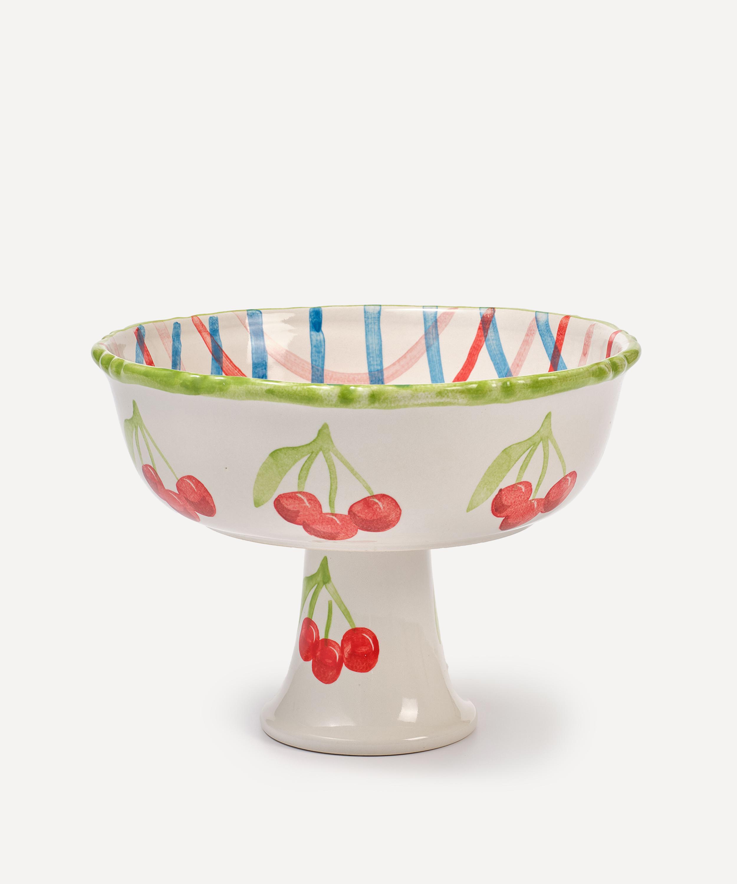DAMSON MADDER DAMSON MADDER FRILLY CHECK PEDESTAL BOWL 