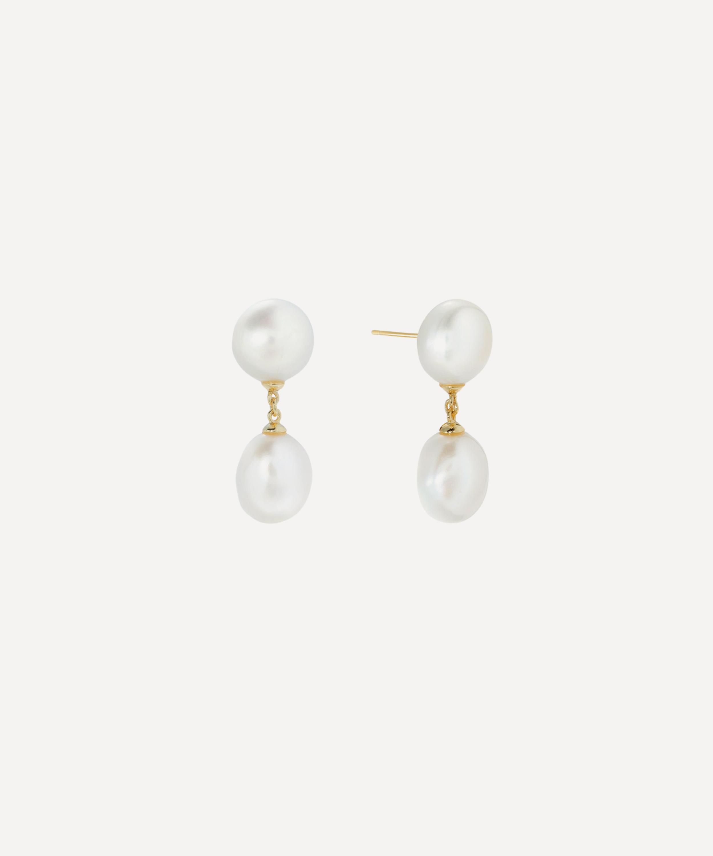 Shashi 14ct Gold-plated Pearl Drop Earrings In White