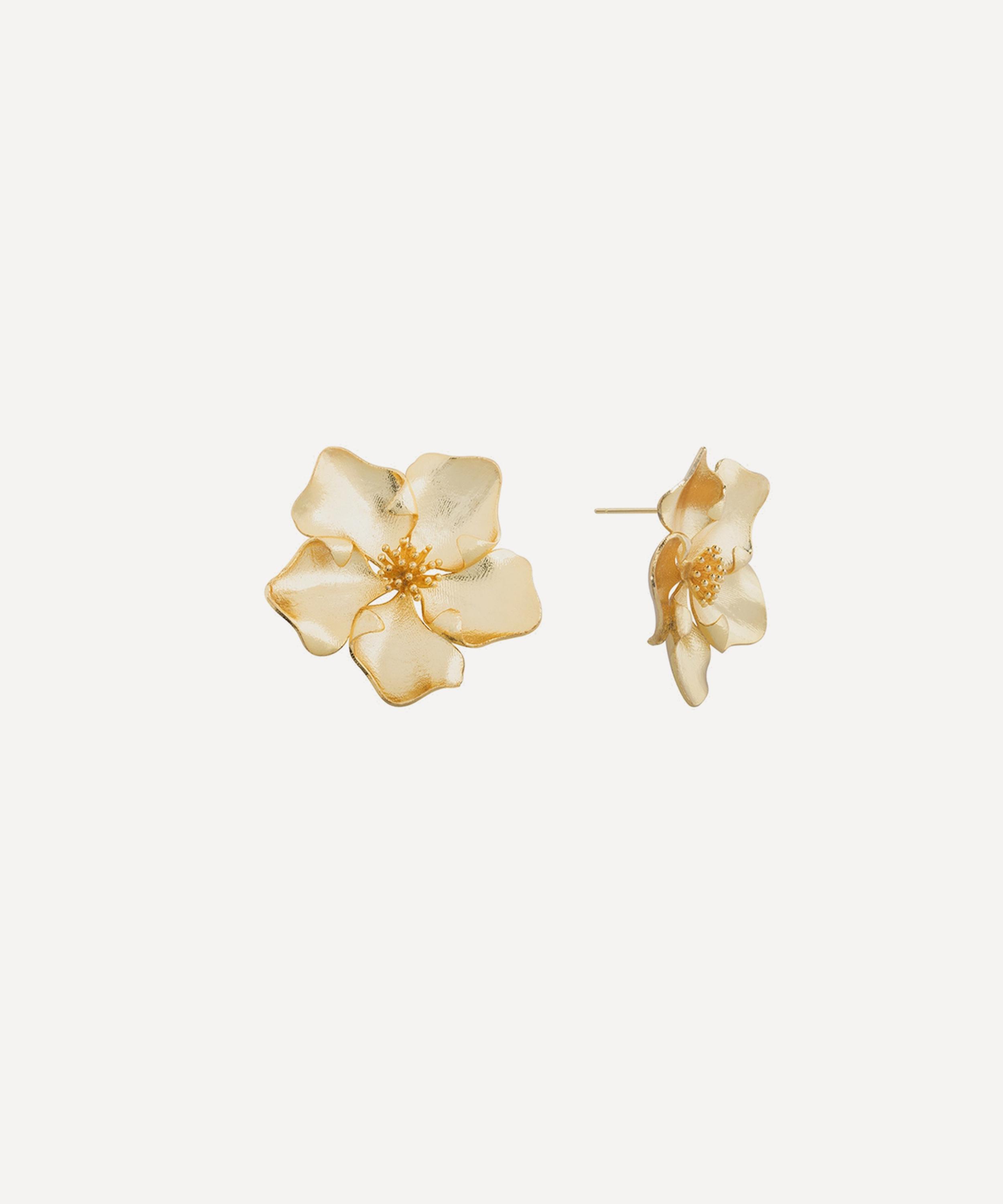 Shashi Gold-plated Iys Flower Stud Earrings In Gold