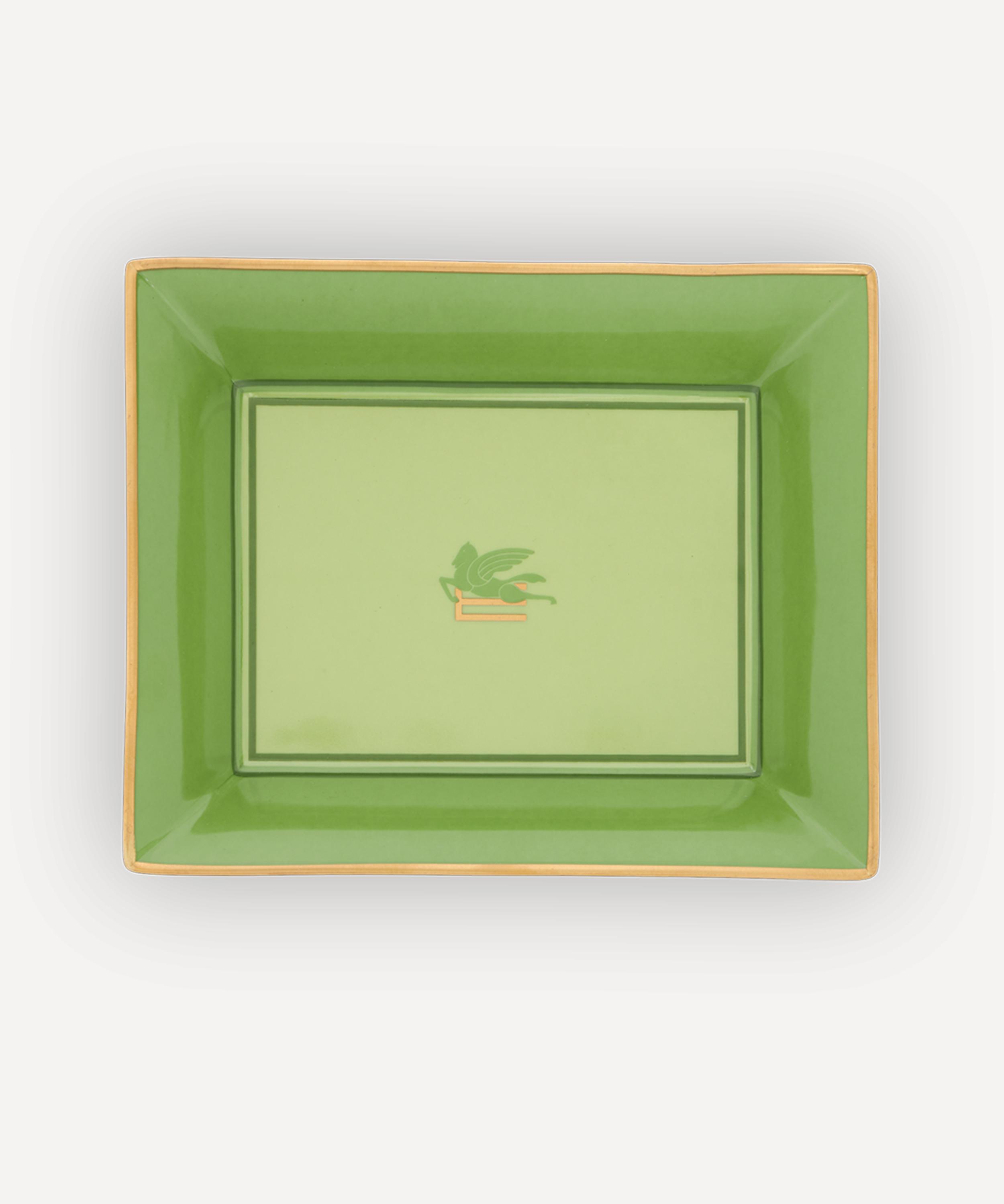 Etro Pegaso Green Rectangular Tray