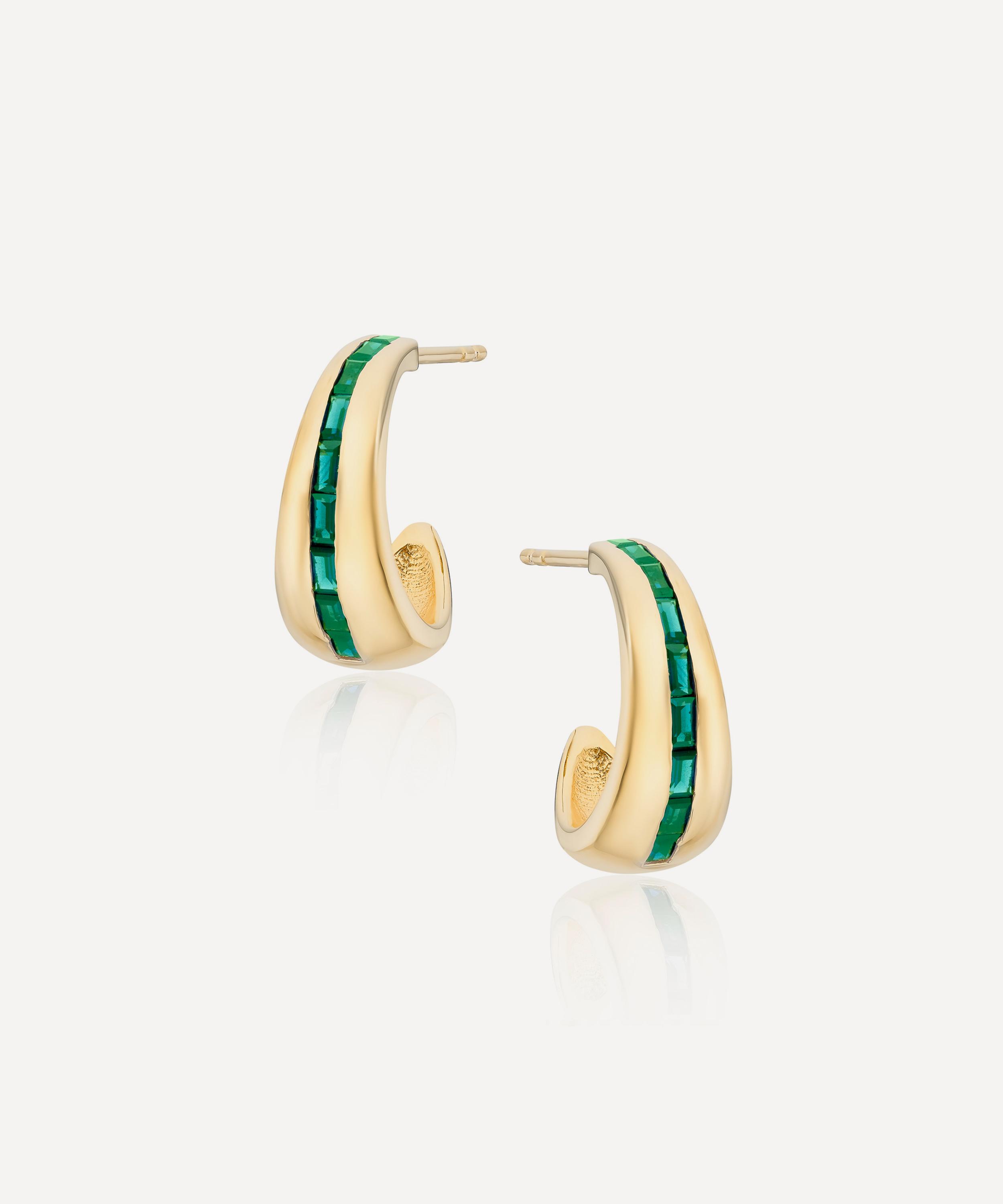 Laura Vann 18ct Gold-plated Vermeil Silver Bea Baguette Hoop Earrings