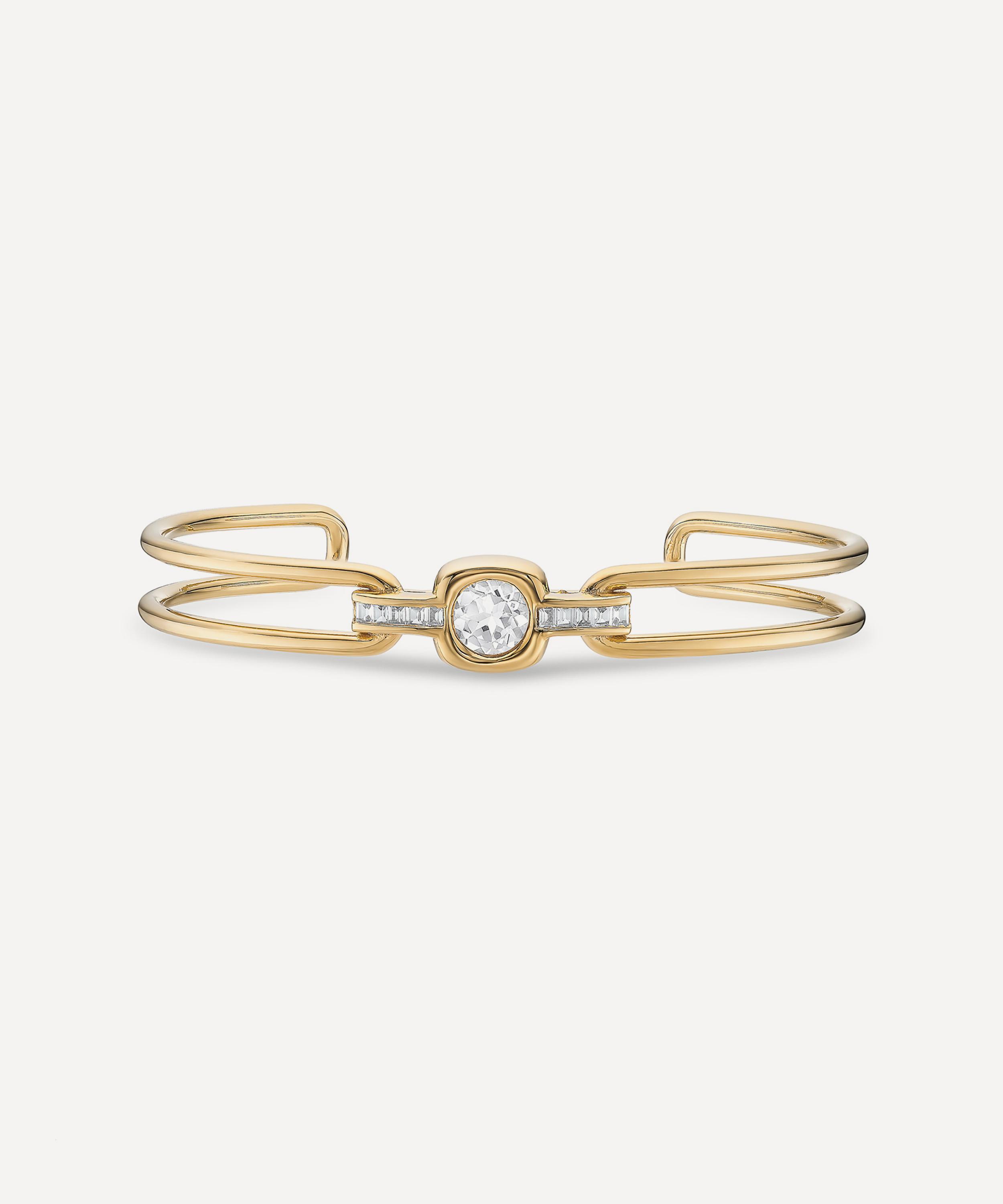 Laura Vann Gold-plated Gaia White Topaz Bangle Bracelet