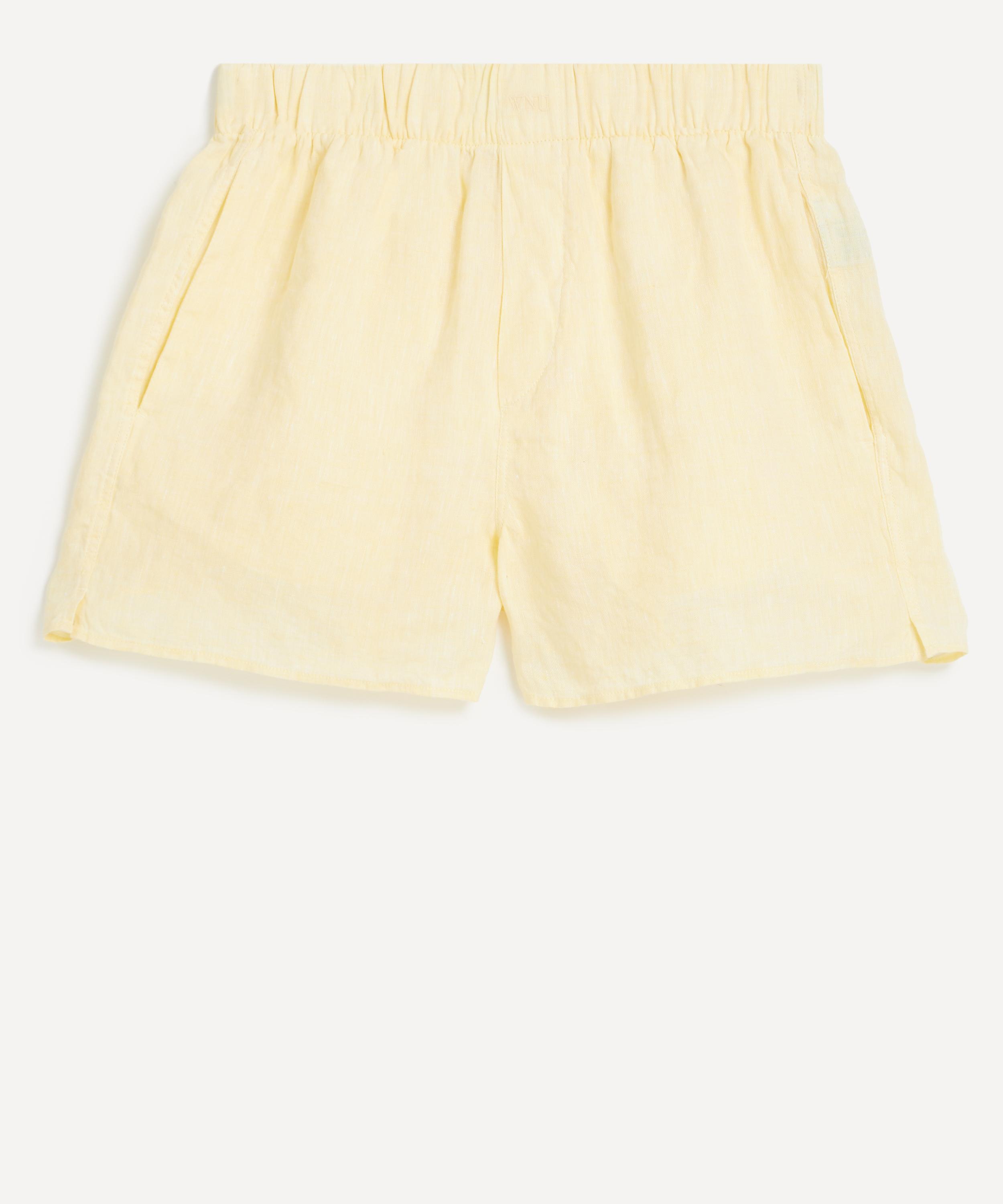 With Nothing Underneath Women's The Boxer Linen Lemon Yellow Shorts In Yellow