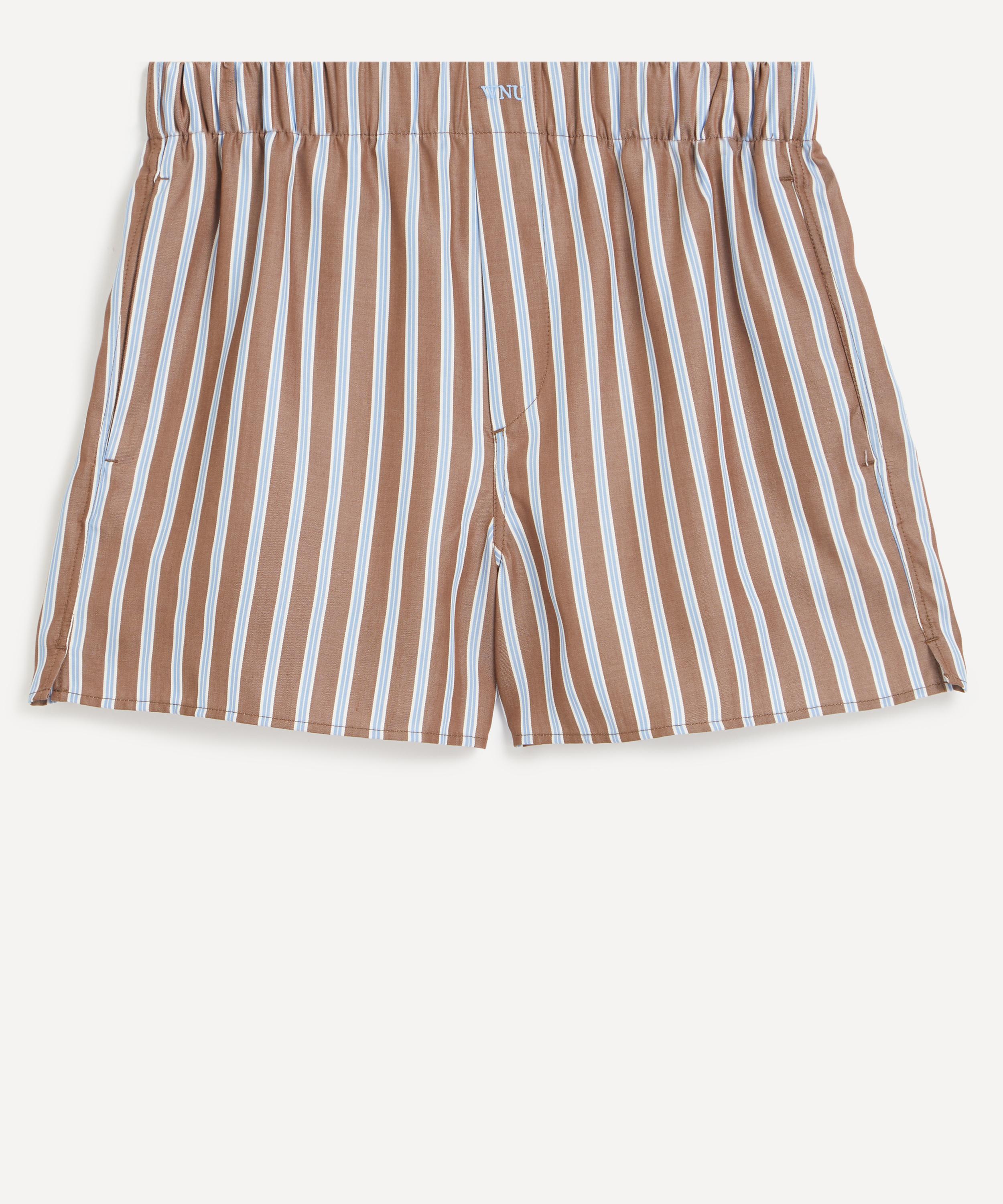 With Nothing Underneath Women's The Boxer Mocha Multi-stripe Shorts In Brown