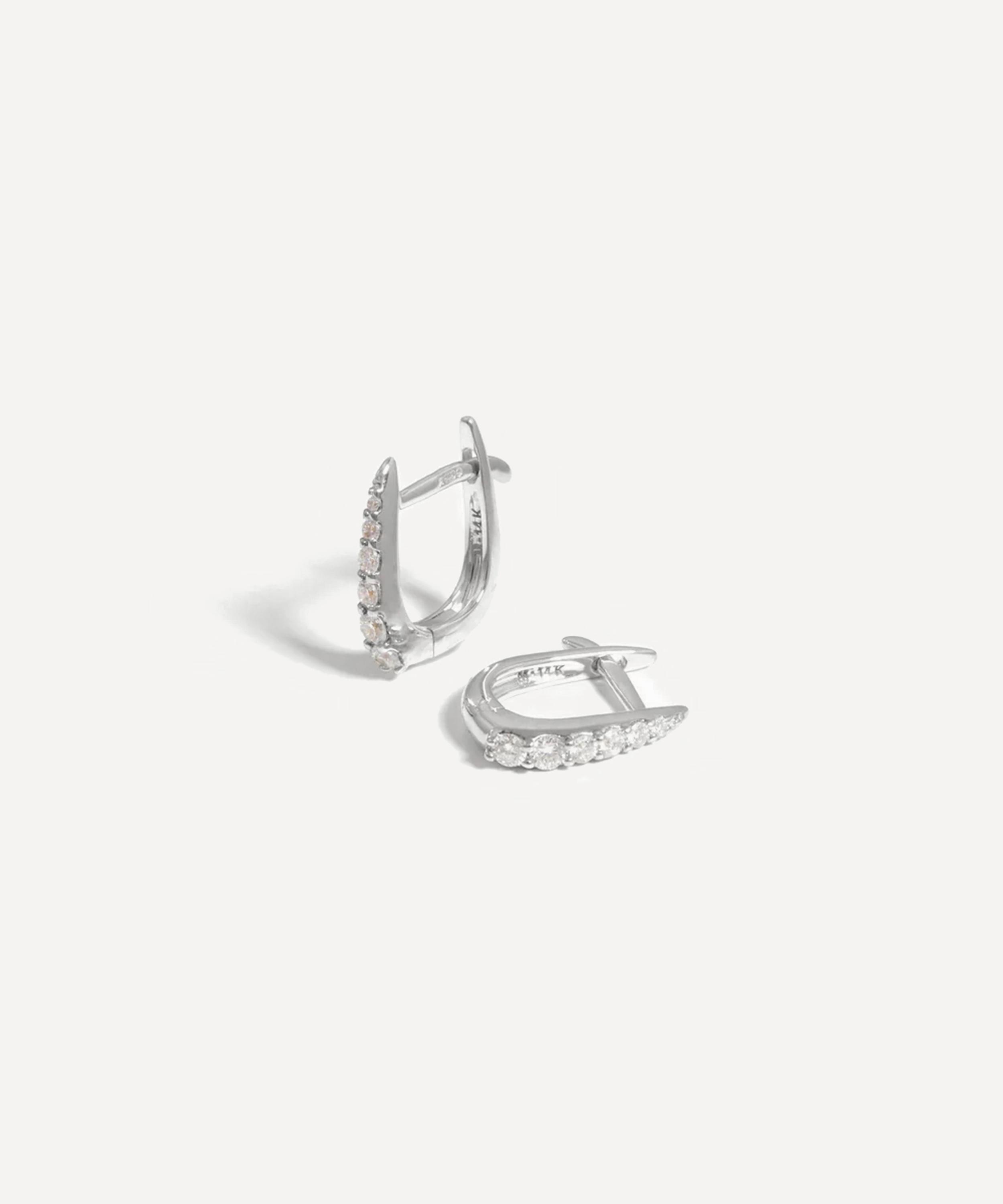 Missoma 14ct White Gold Fine Claw Huggie Hoop Earrings