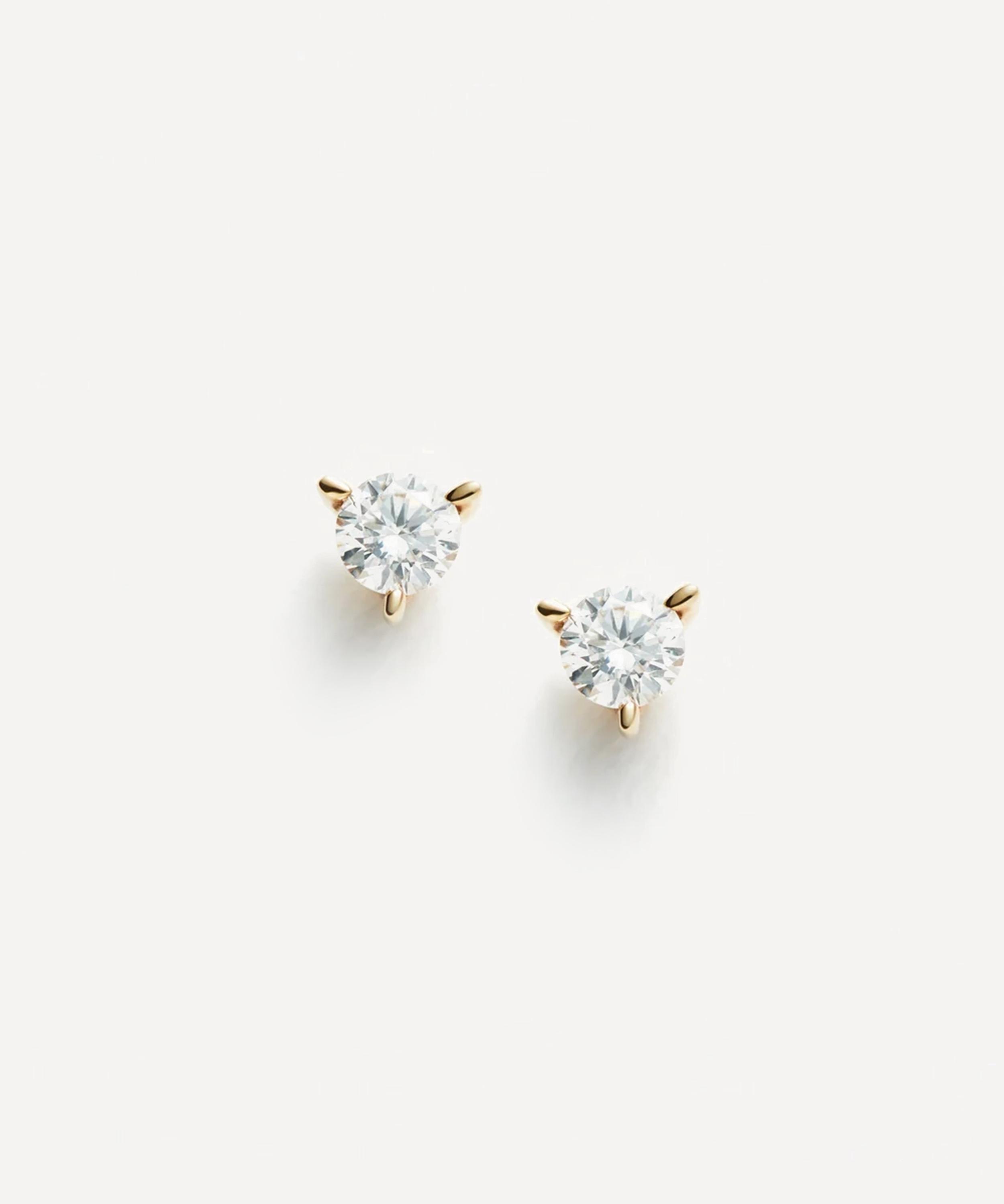 Missoma 14ct Gold Fine Small Solitaire Diamond Stud Earrings