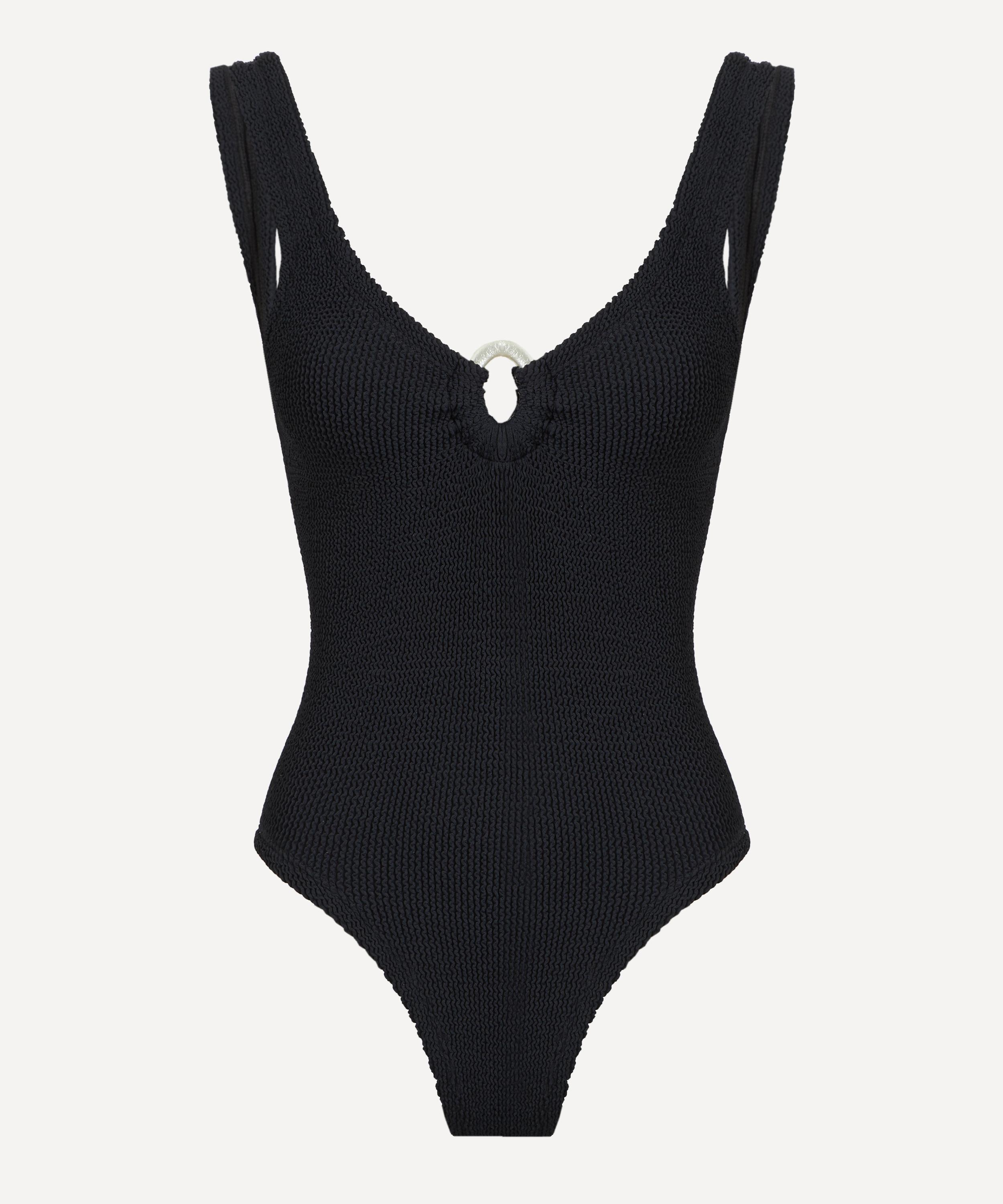 Hunza G Womens Black Celine Plunge-neck Swimsuit In Black