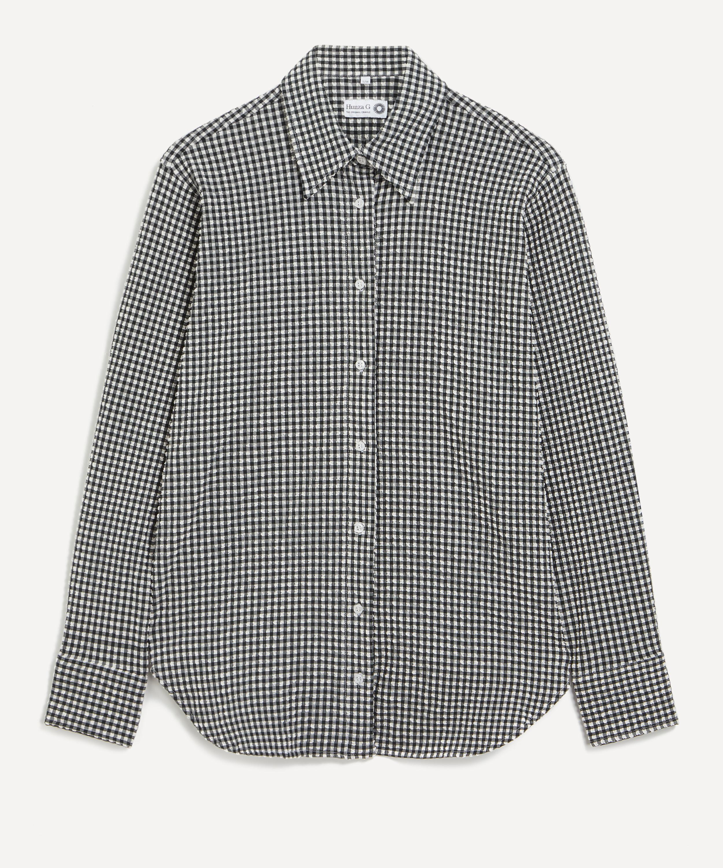 Shop Hunza G Women's Black Gingham Seersucker Shirt