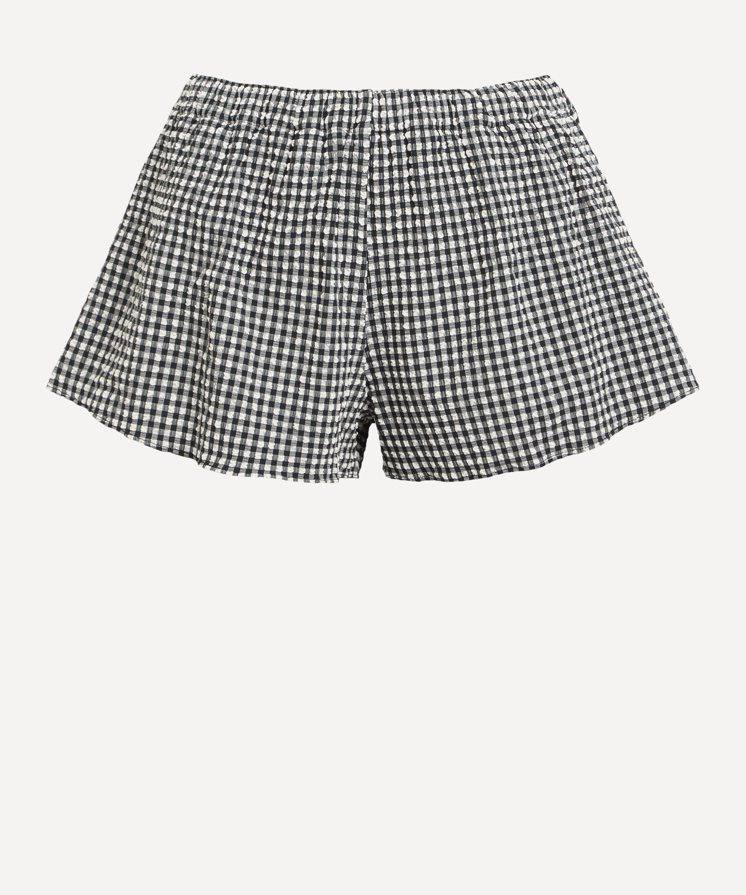 Shop Hunza G Women's Black Gingham Seersucker Runner Shorts