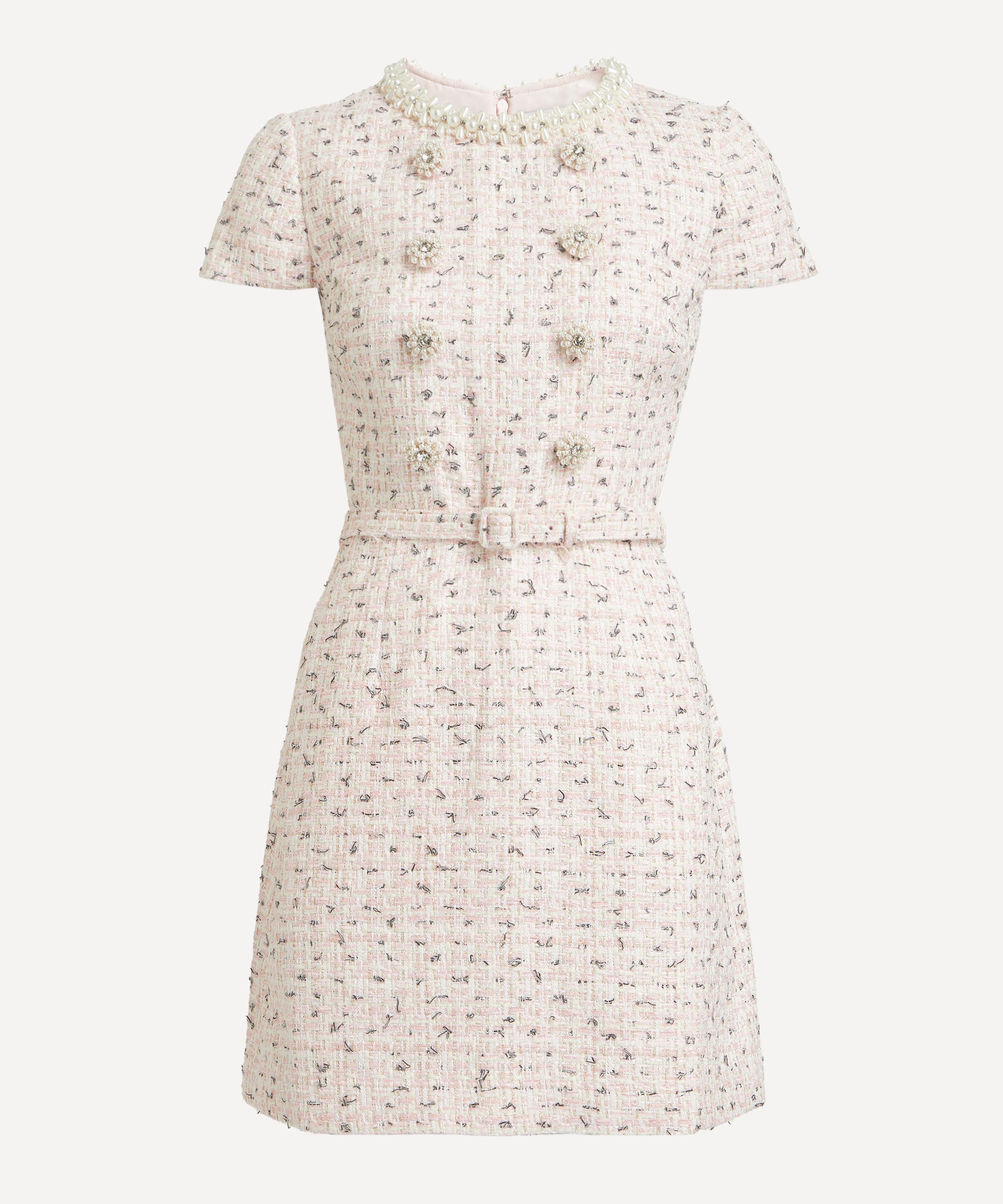 Self-portrait Pink Boucle Pearl Mini Dress