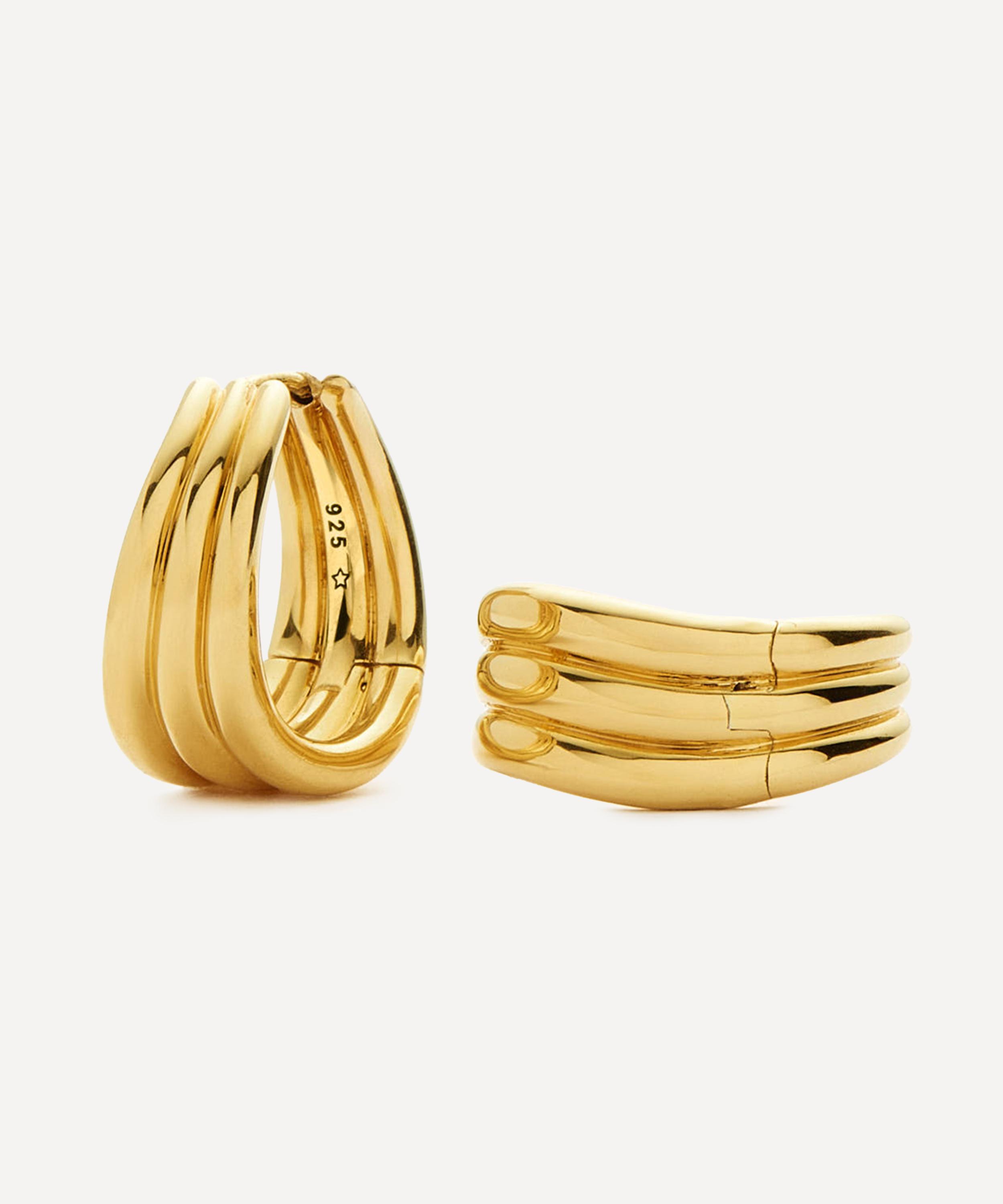 Missoma X Savi 18ct Gold-plated Triple Ridge Hoop Earrings