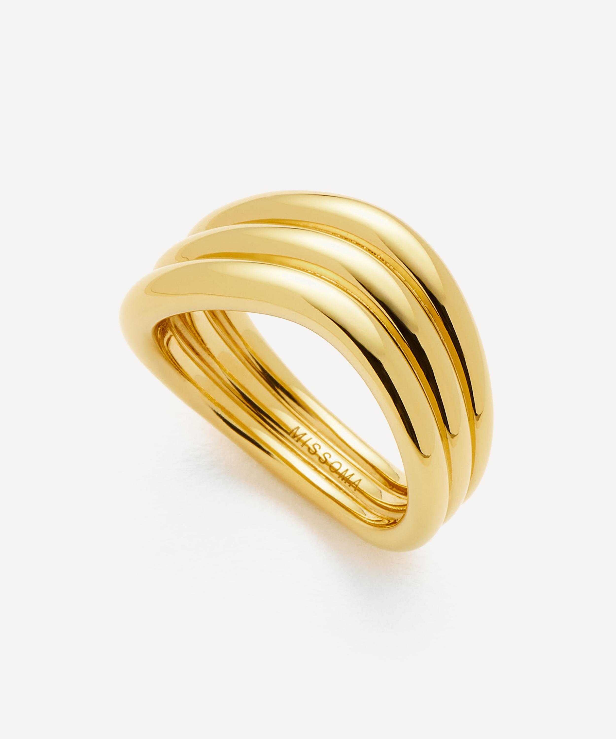 Missoma X Savi 18ct Gold-plated Signature Triple Ring