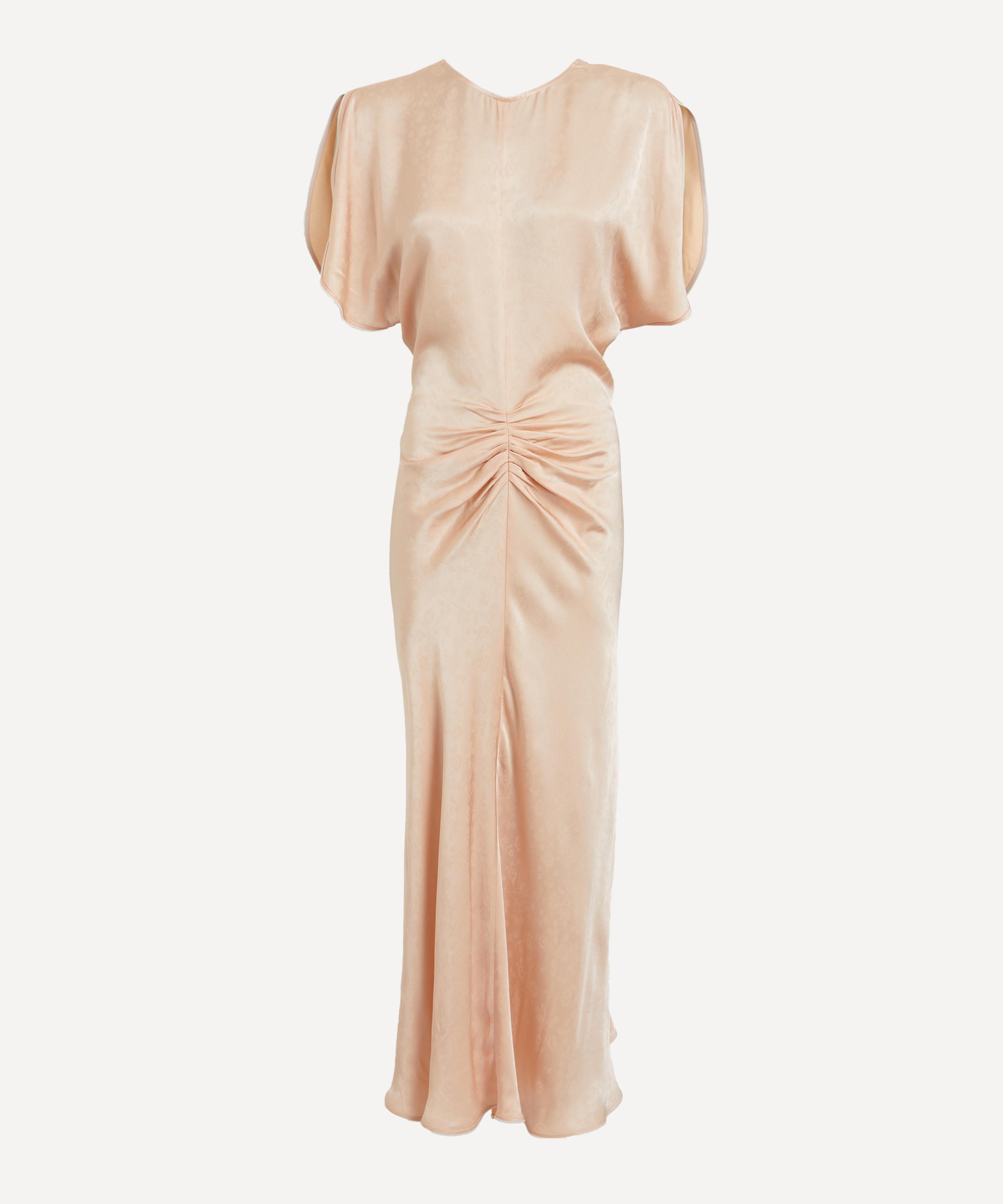 Victoria Beckham Light Pink Damask Dress With Gathering
