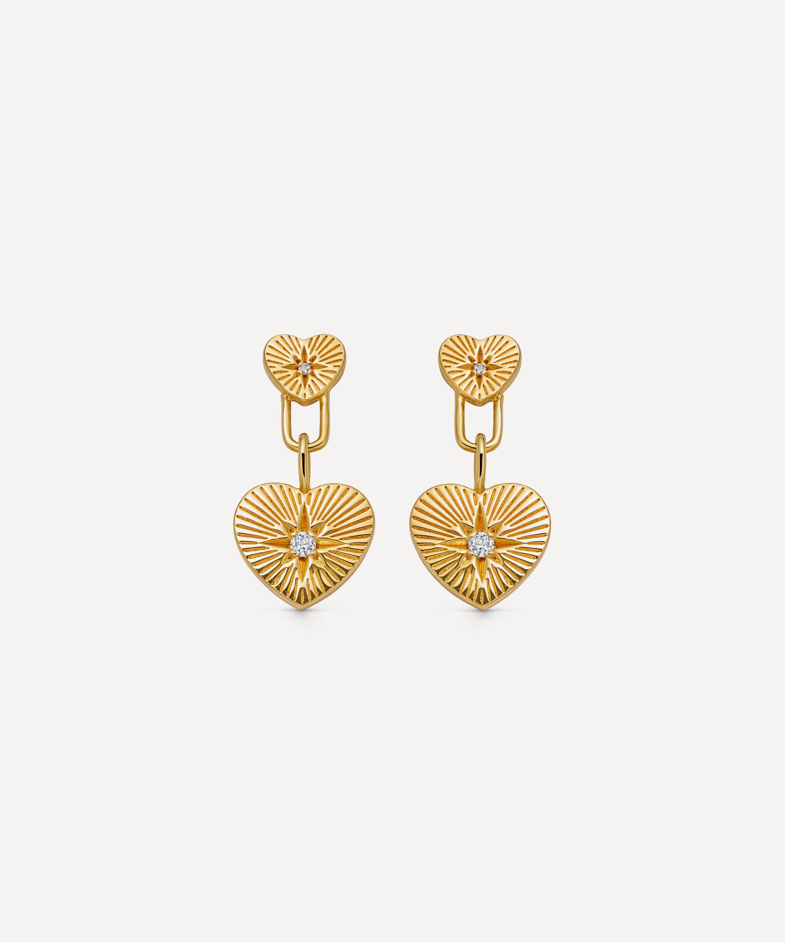 Astley Clarke 18ct Gold-plated Vermeil Silver Biography Double Heart Drop Earrings