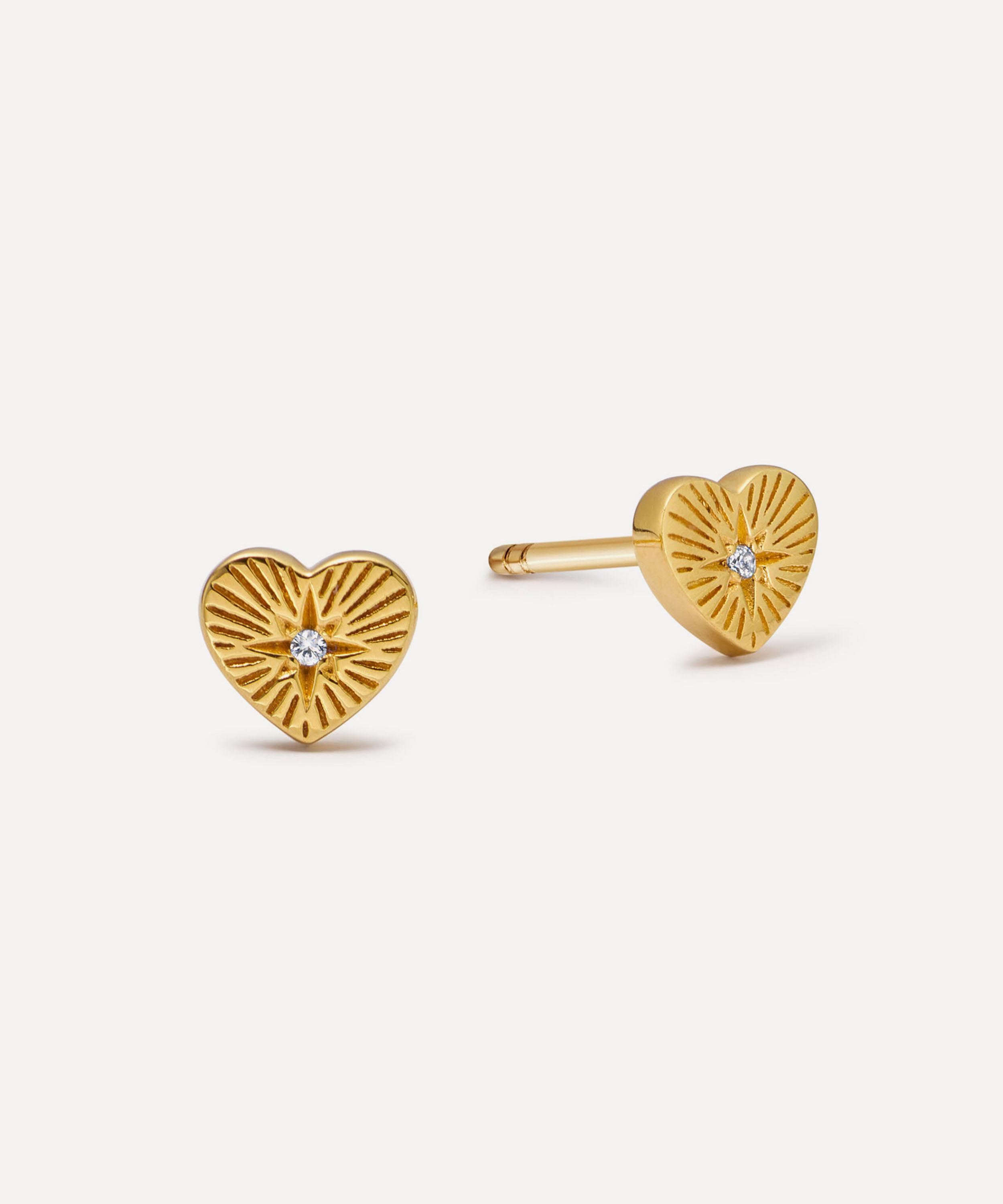 Astley Clarke 18ct Gold-plated Vermeil Silver Biography Heart Stud Earrings
