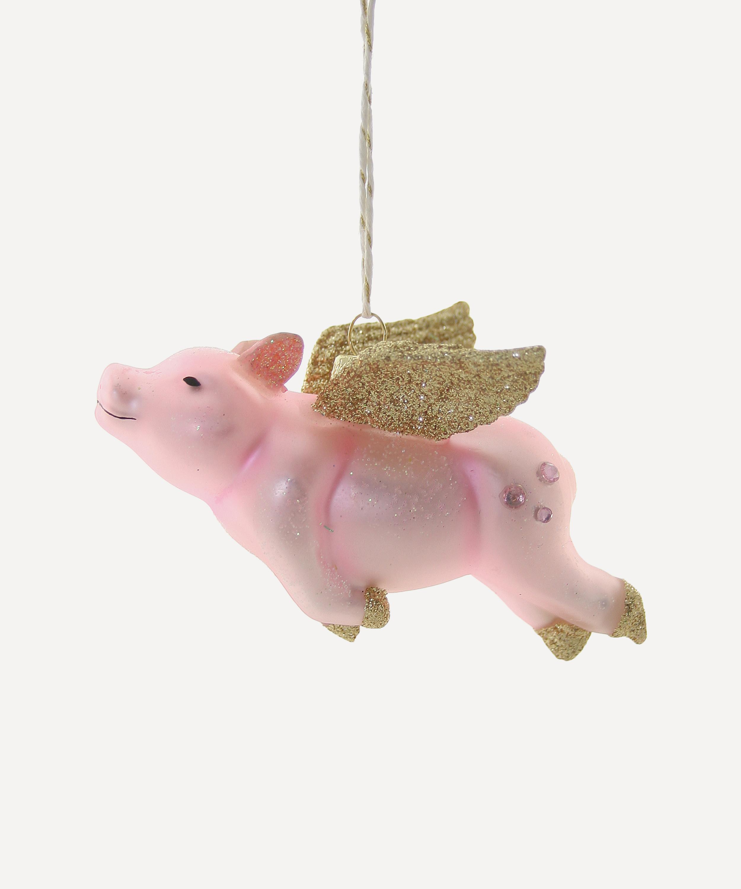 Flying Pig Glass Ornament