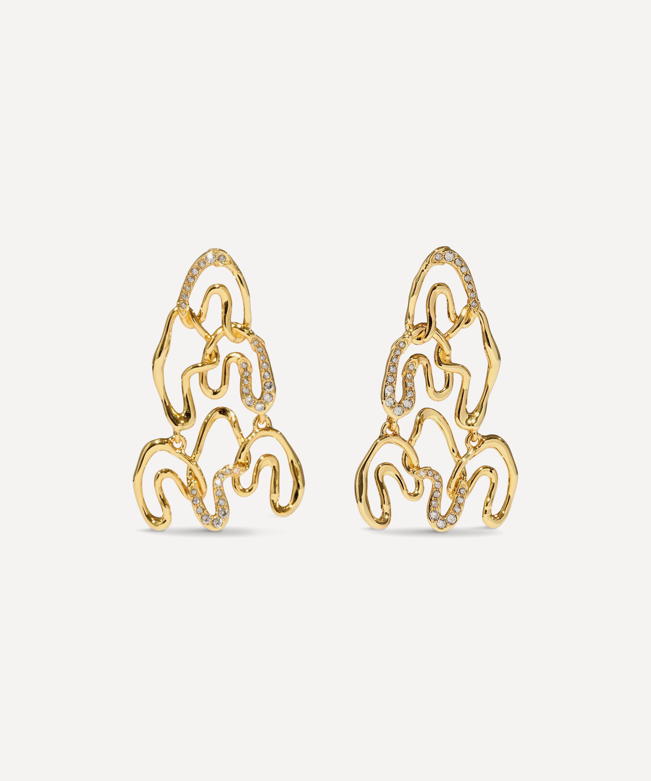 Alexis Bittar 14ct Gold-plated Solanales Crystal Large Chandelier Drop Earrings