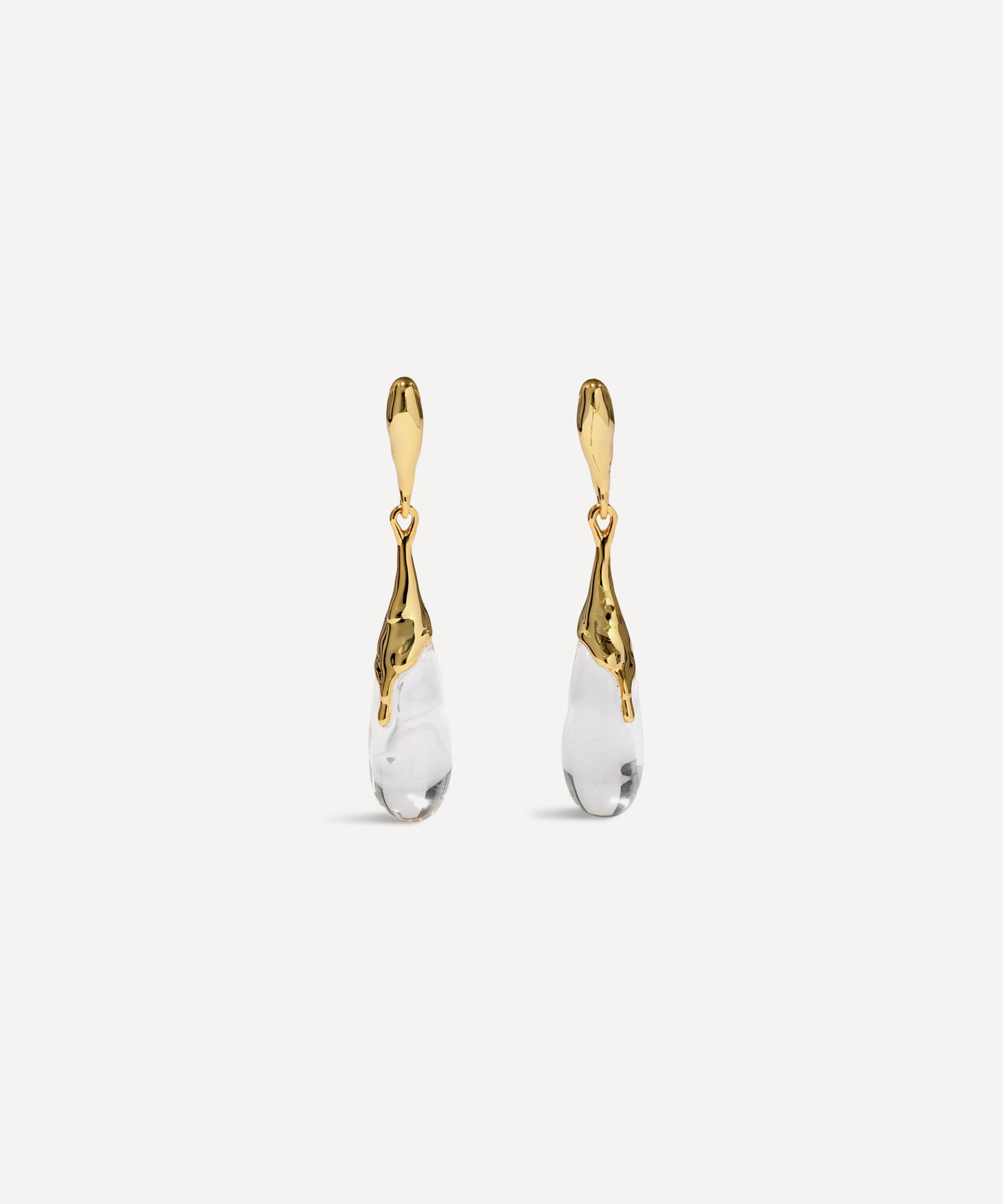 ALEXIS BITTAR ALEXIS BITTAR 14CT GOLD-PLATED LIQUID LUCITE TEARDROP EARRINGS 